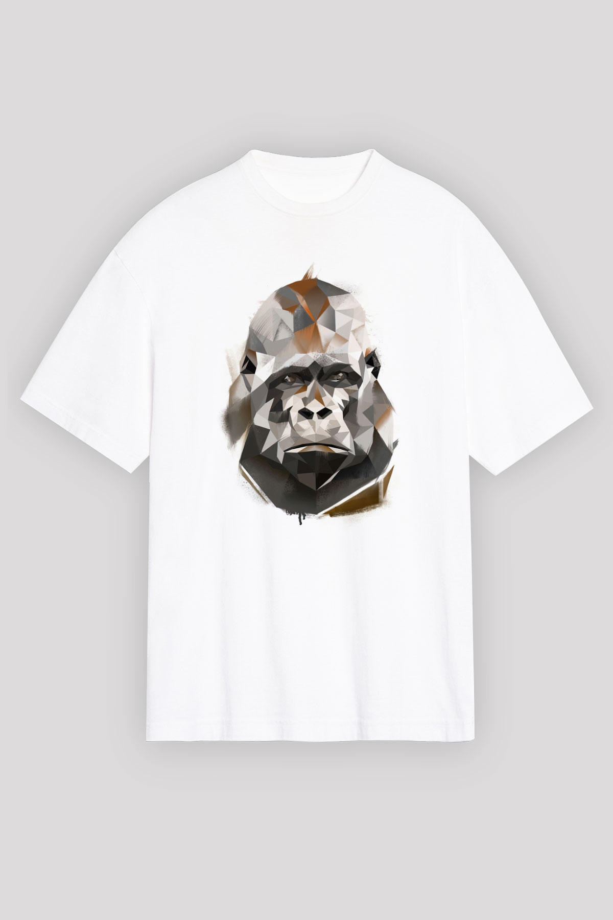 Goril Beyaz Unisex Tişört T-Shirt - TişörtFabrikası