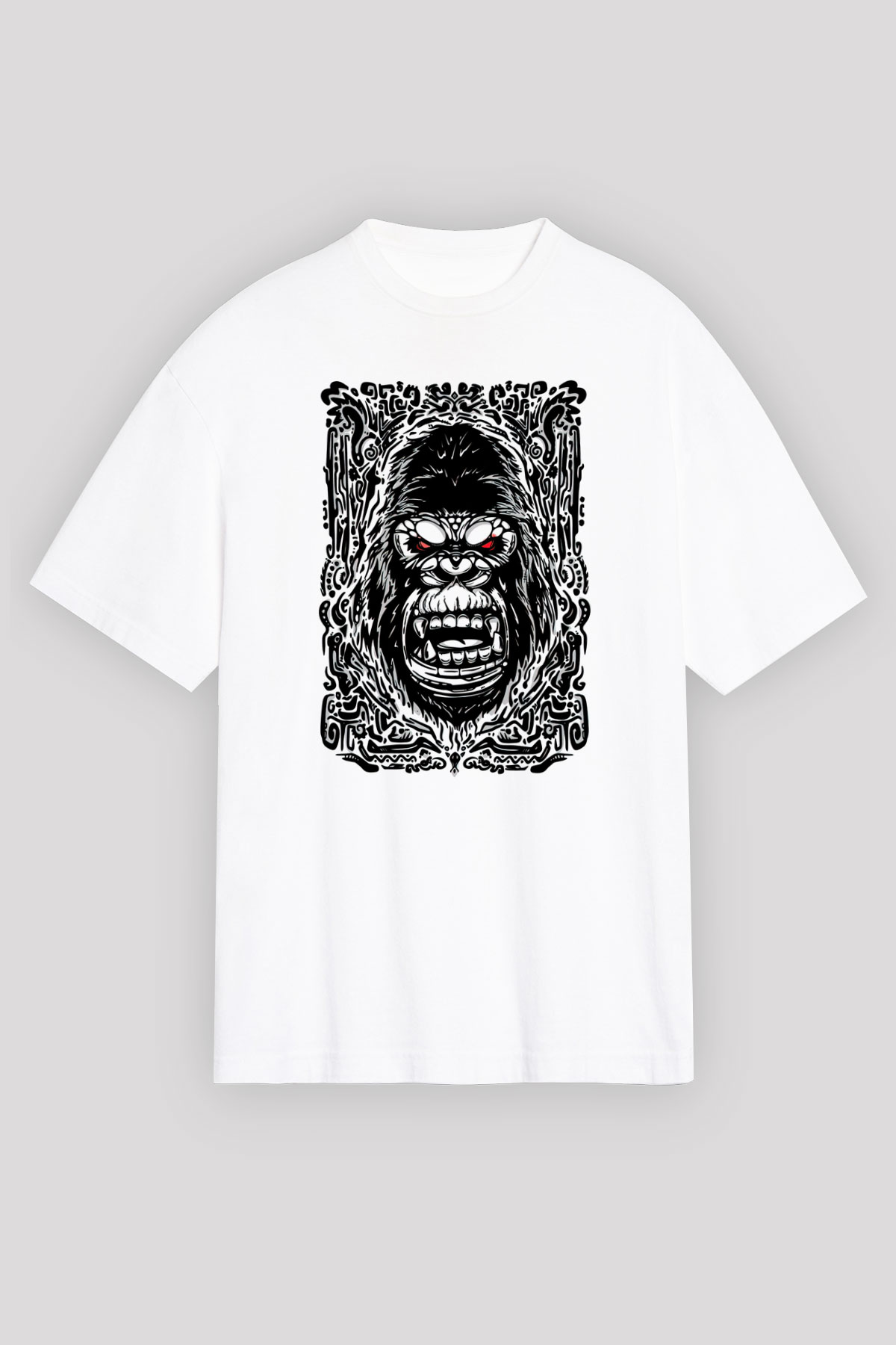 Goril Beyaz Unisex Tişört T-Shirt - TişörtFabrikası