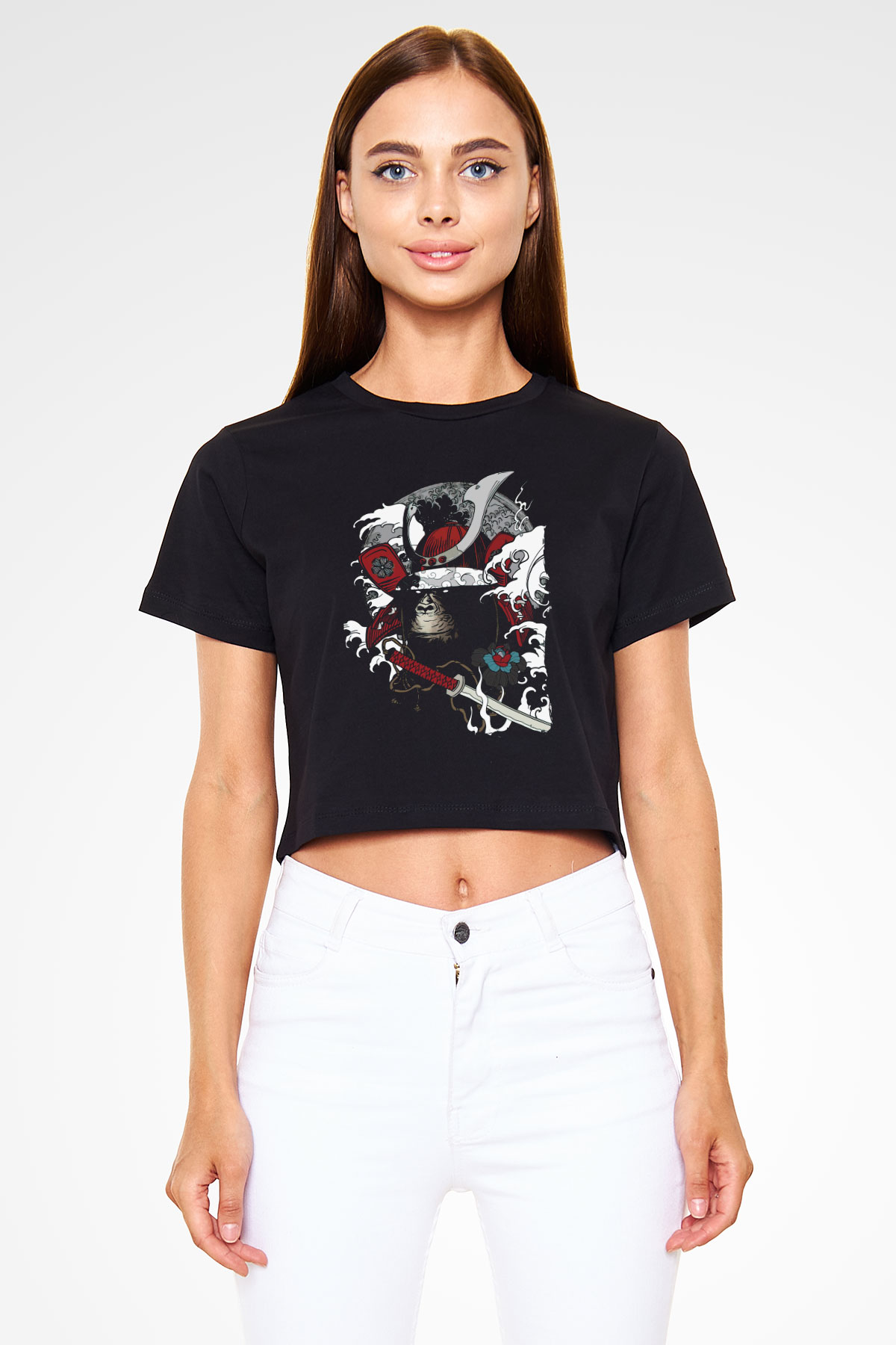 Goril Siyah  Crop Top Tişört