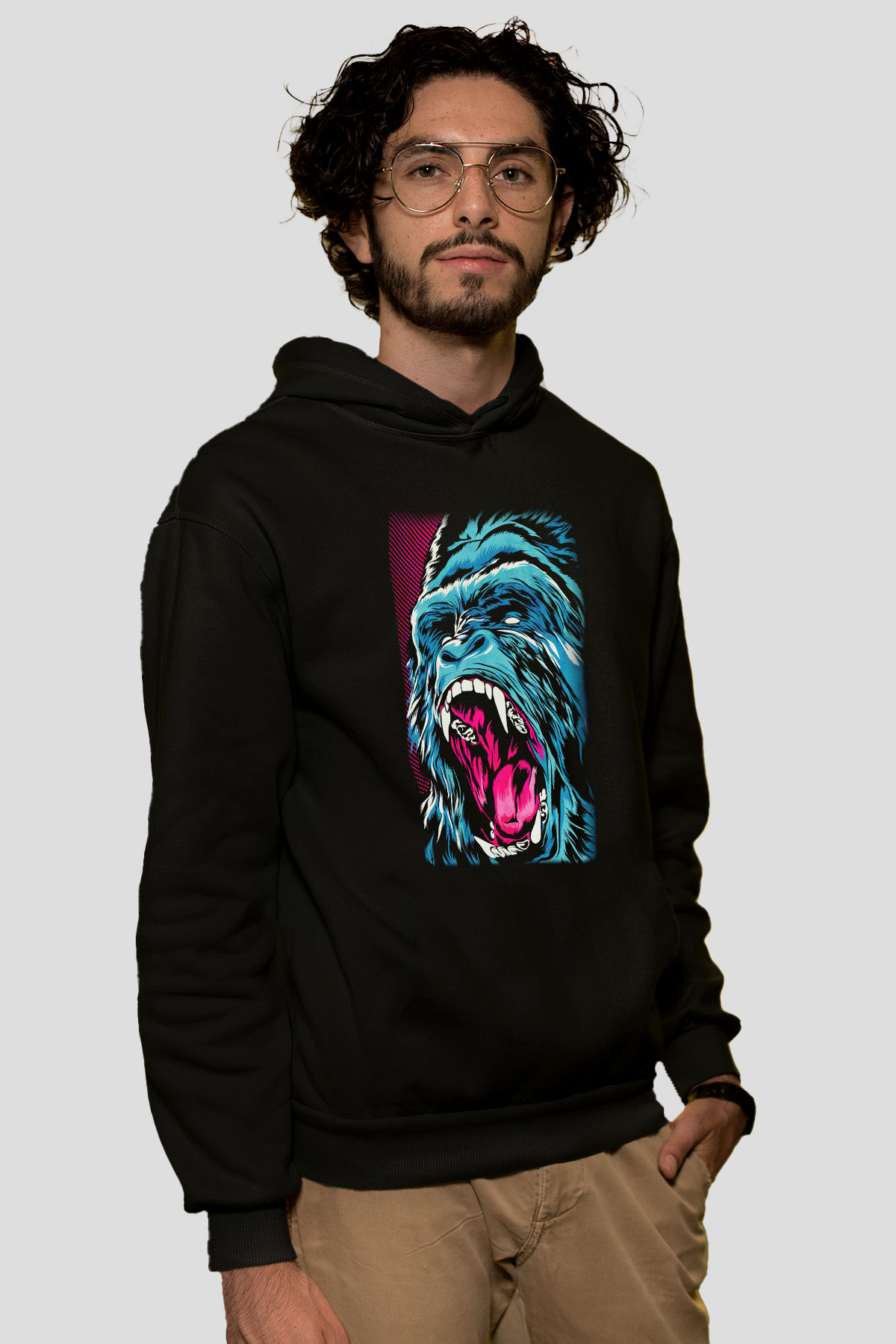 Goril Siyah Unisex Hoodie