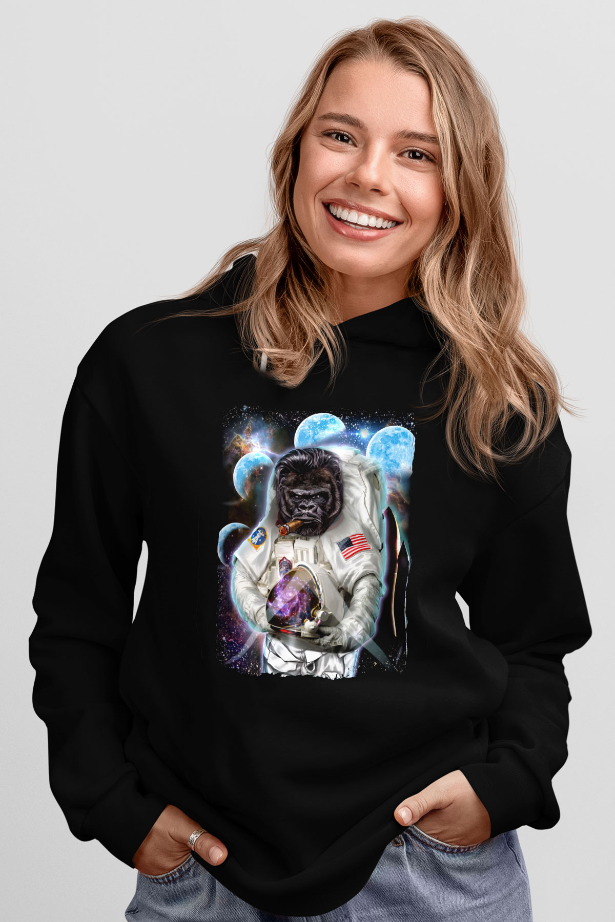 Goril Siyah Unisex Hoodie