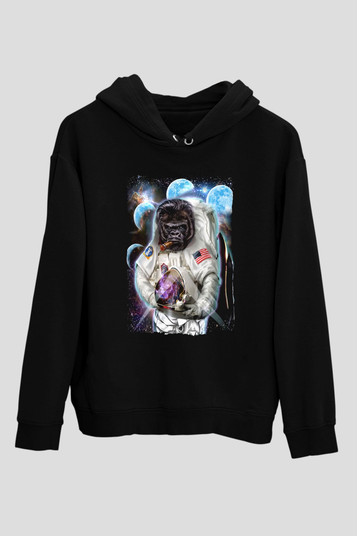Goril Siyah Unisex Hoodie