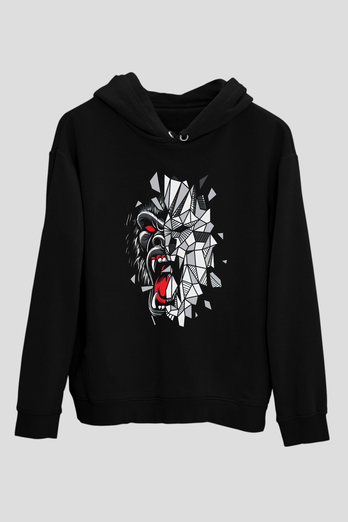 Goril Siyah Unisex Hoodie