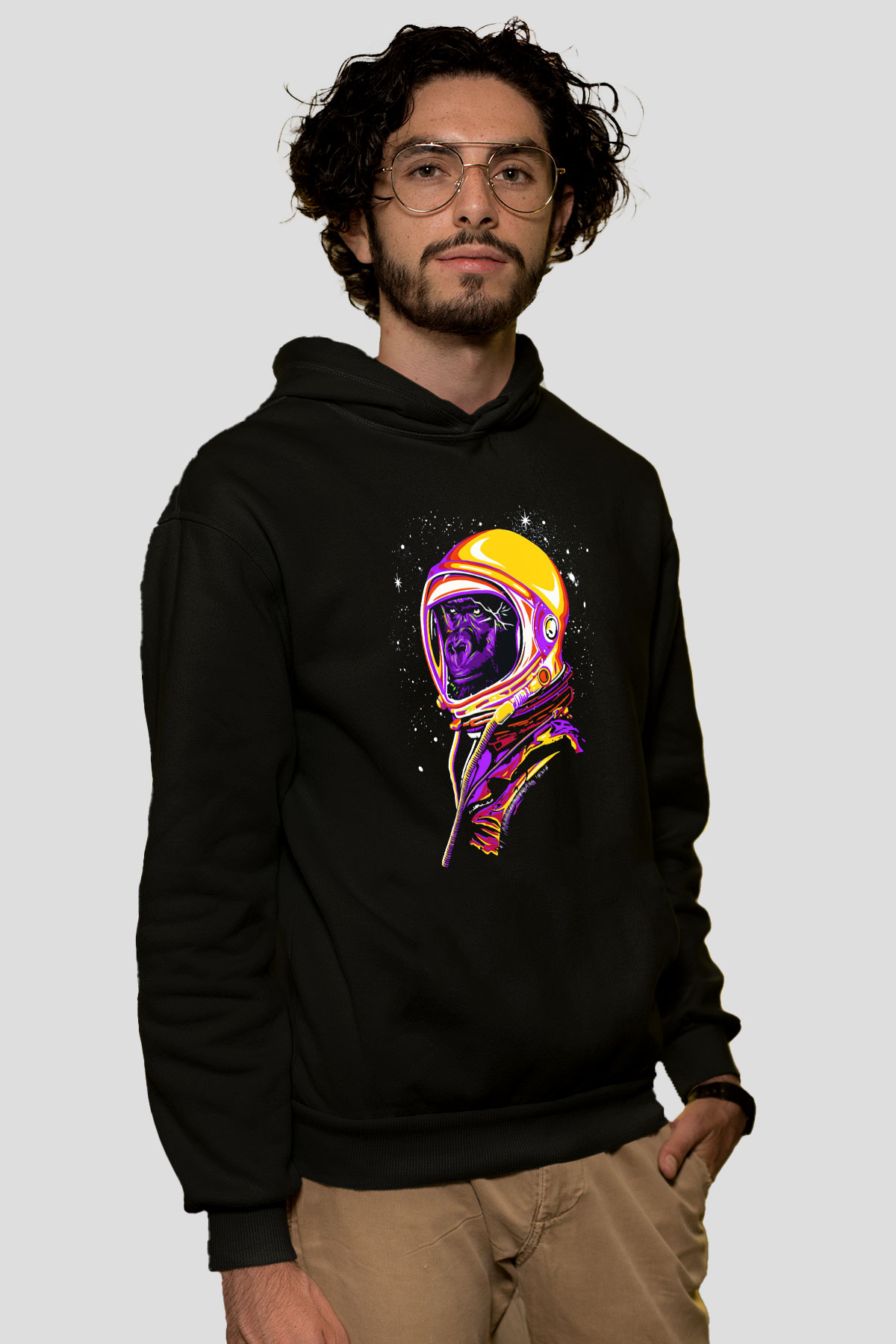 Goril Siyah Unisex Hoodie
