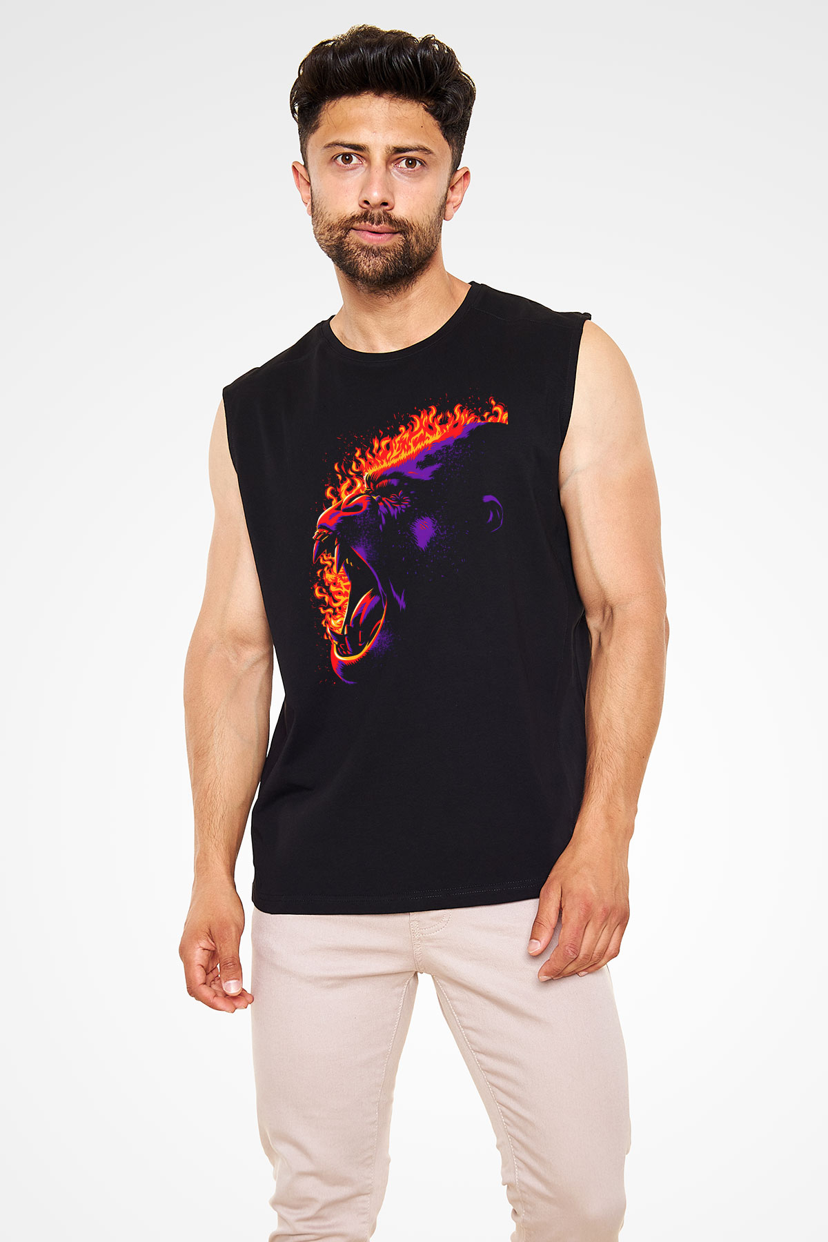 Goril Siyah Unisex Kolsuz Tişört