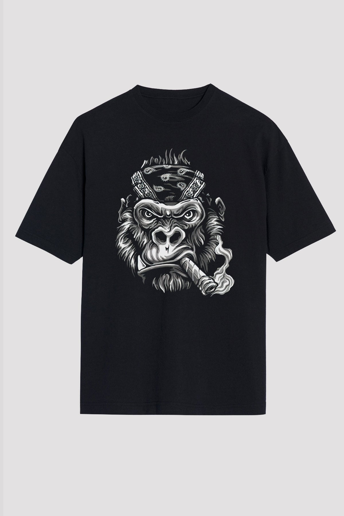 Goril Siyah Unisex Oversize Tişört T-Shirt