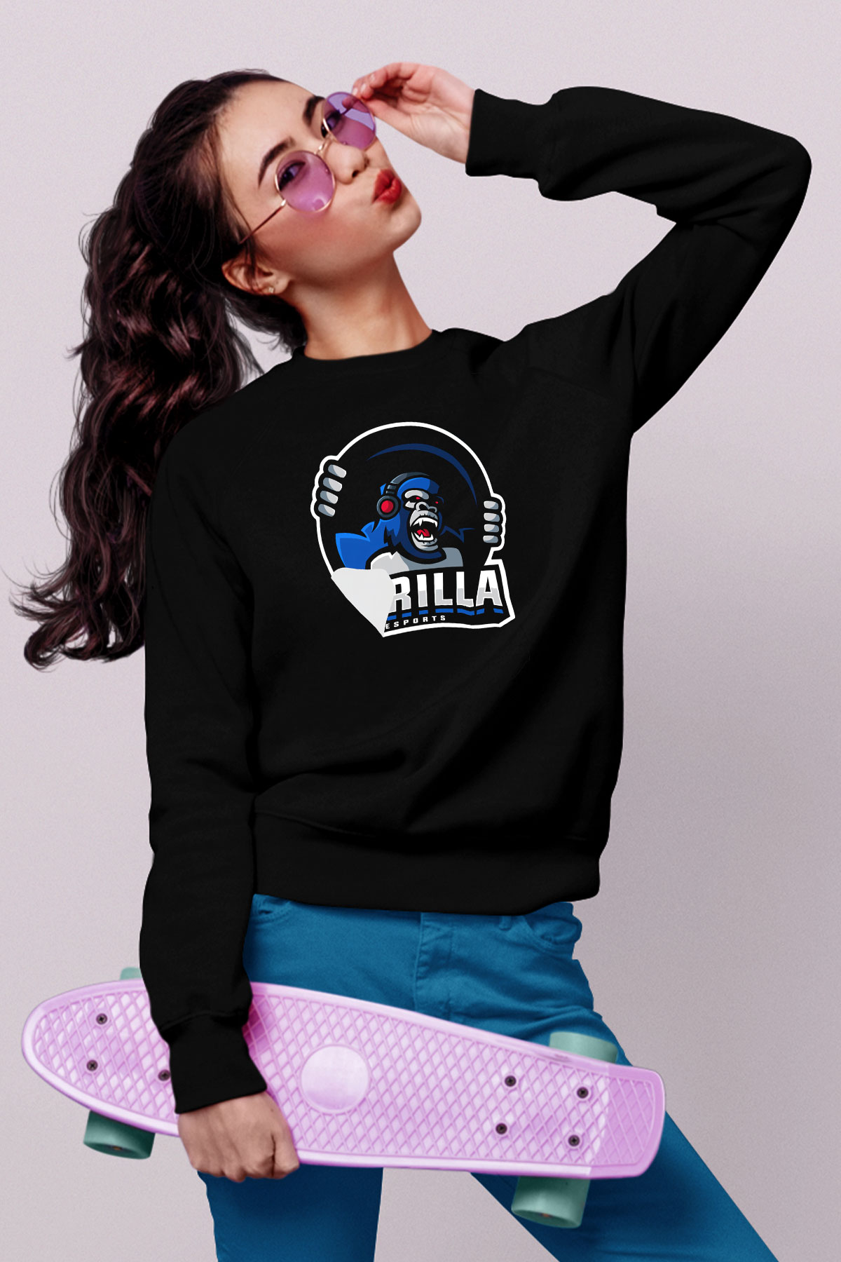 Goril Siyah Unisex Sweatshirt
