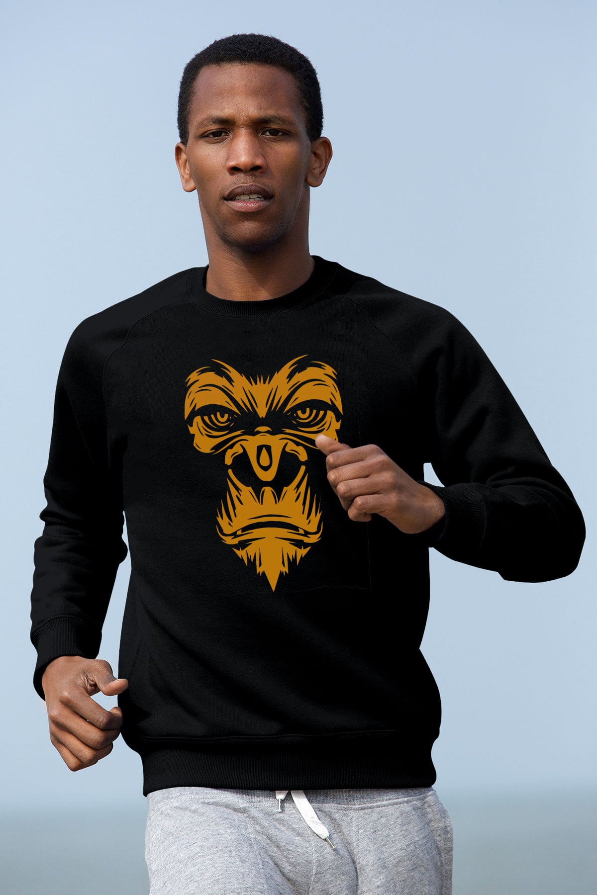 Goril Siyah Unisex Sweatshirt