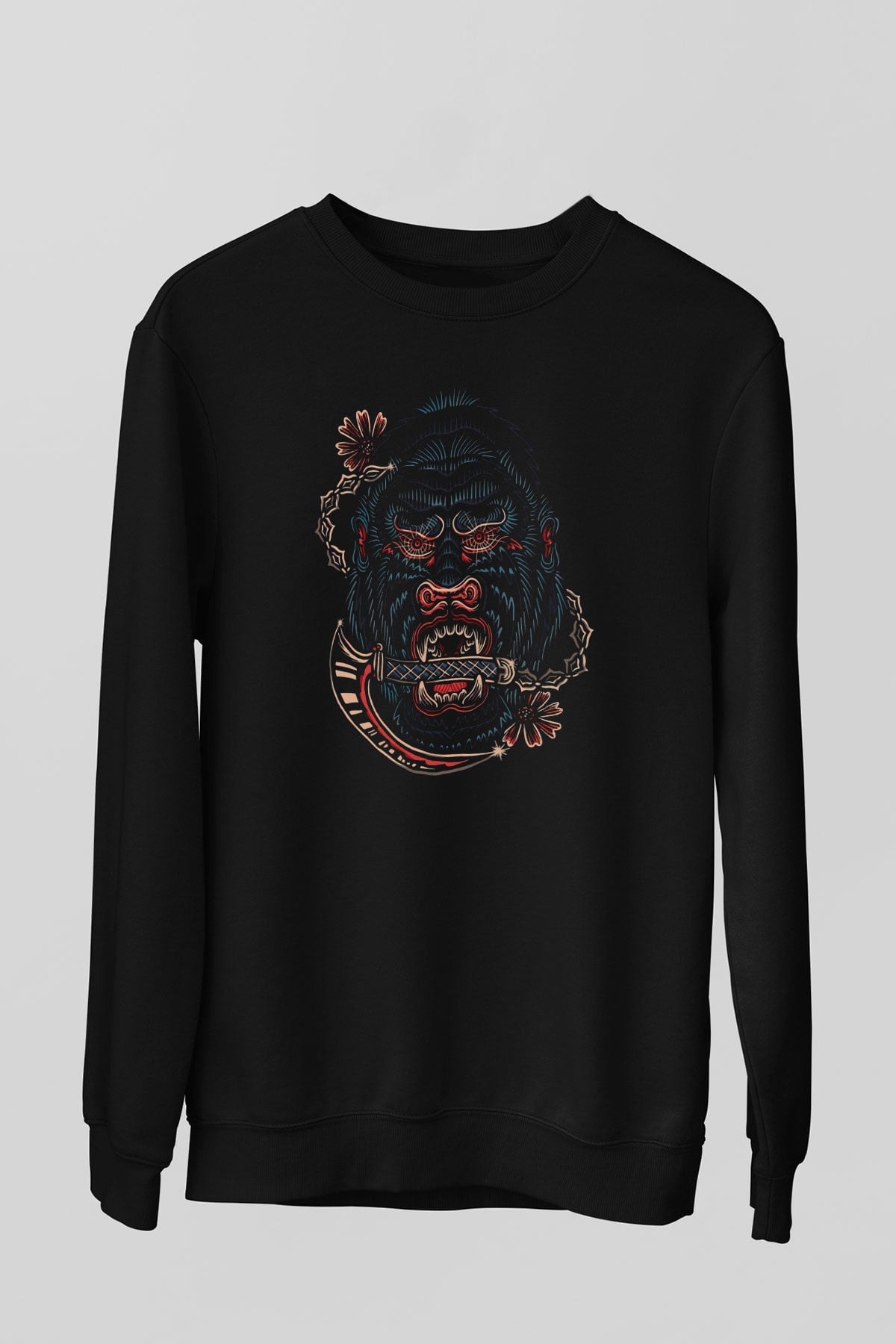 Goril Siyah Unisex Sweatshirt