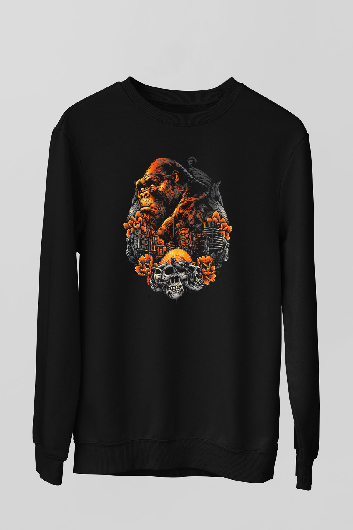 Goril Siyah Unisex Sweatshirt
