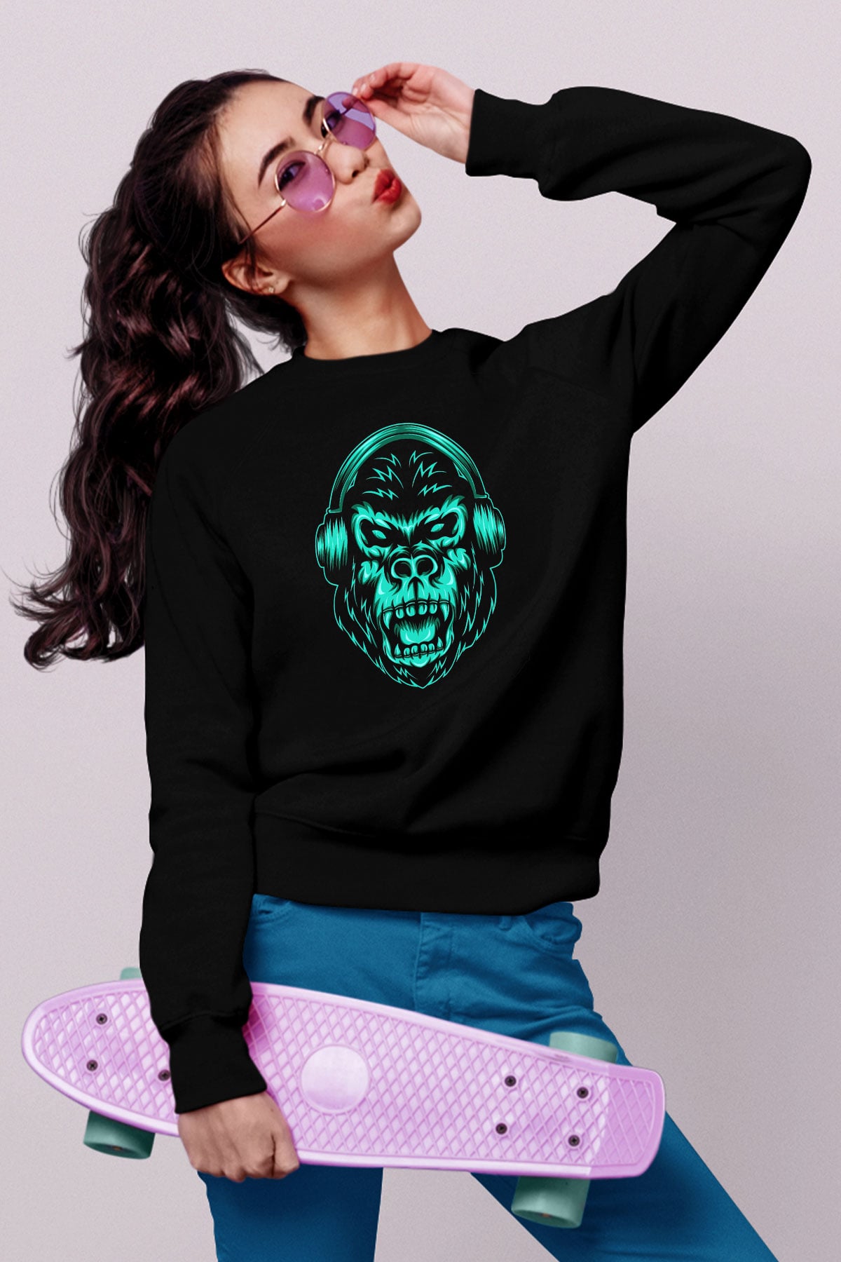 Goril Siyah Unisex Sweatshirt