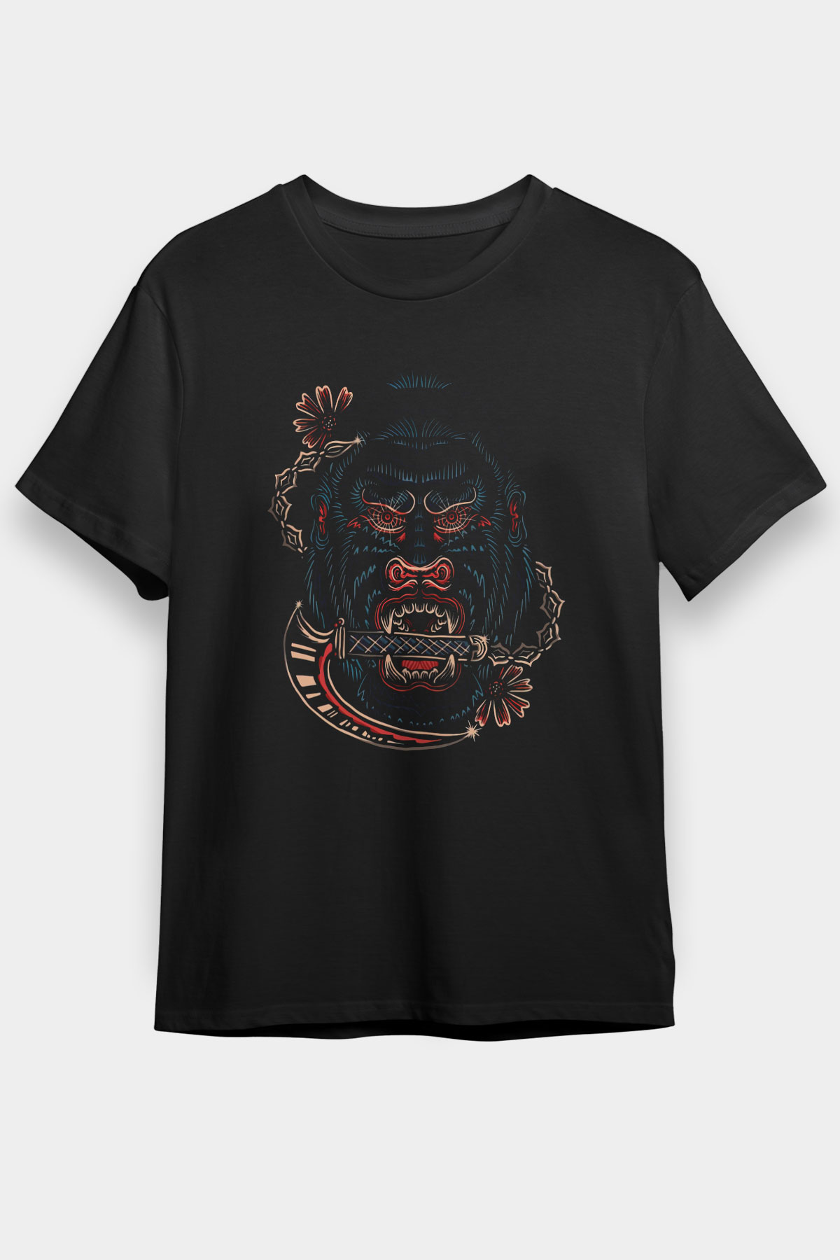 Goril Siyah Unisex Tişört T-Shirt - TişörtFabrikası