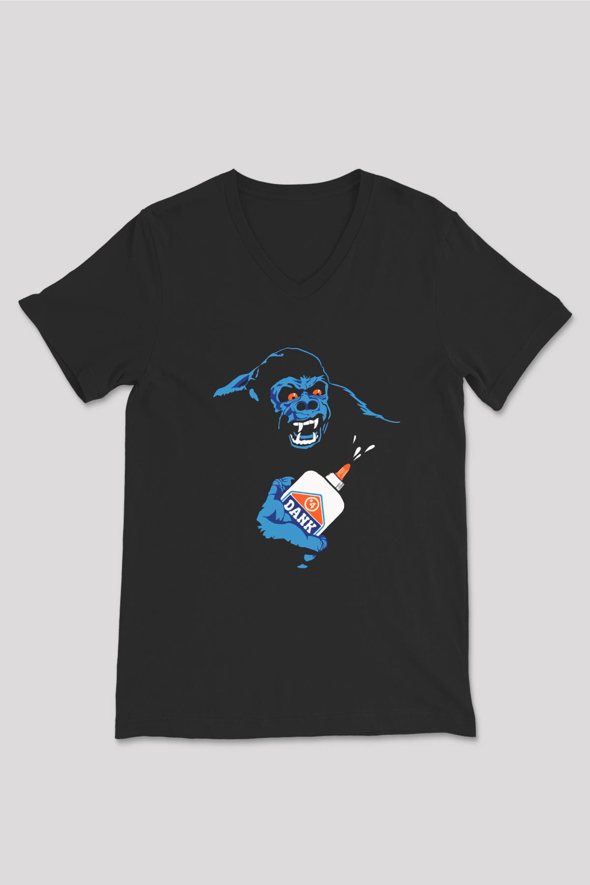 Goril Siyah Unisex V Yaka Tişört T-Shirt