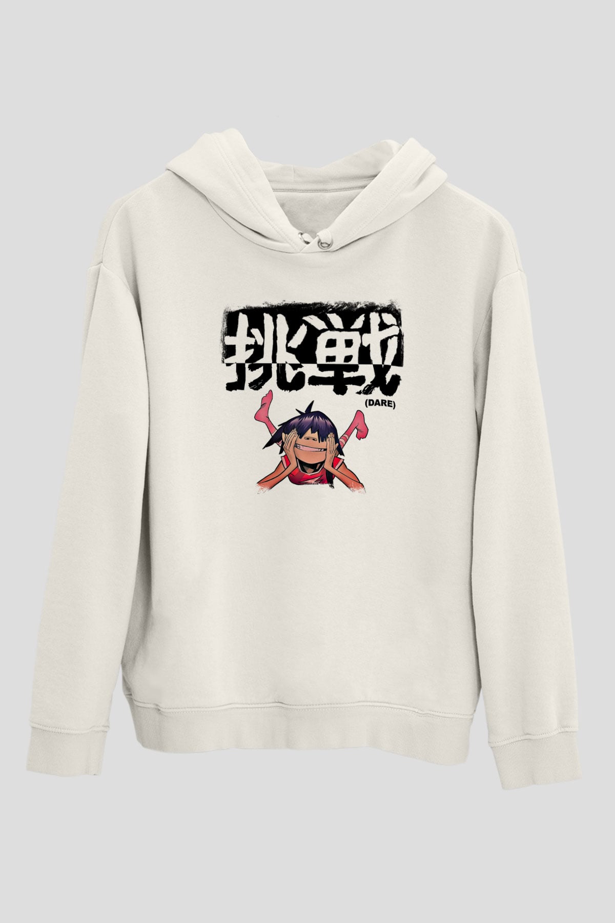 Gorillaz Baskılı Unisex Beyaz Hoodie