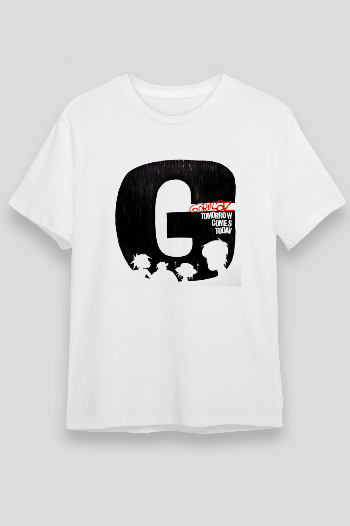 Gorillaz Baskılı Unisex Beyaz Tişört