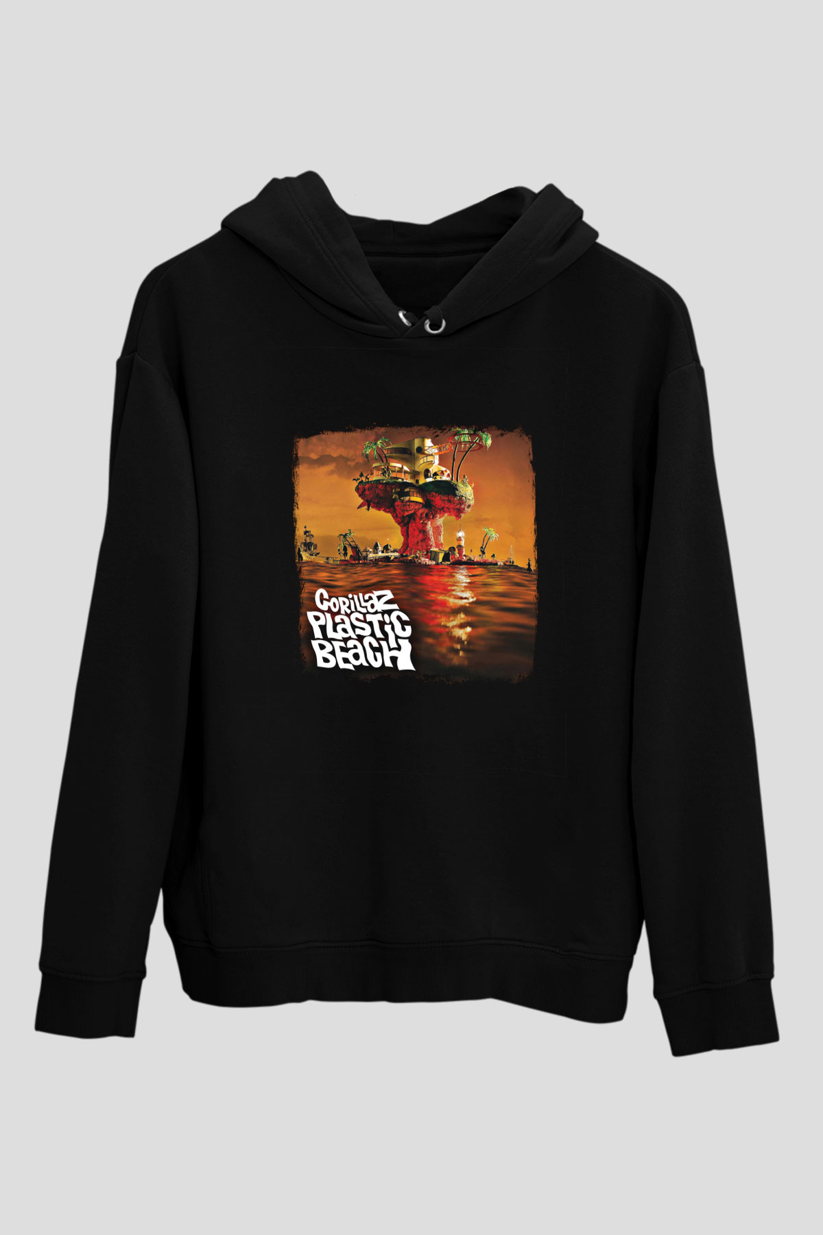 Gorillaz Baskılı Unisex Siyah Hoodie