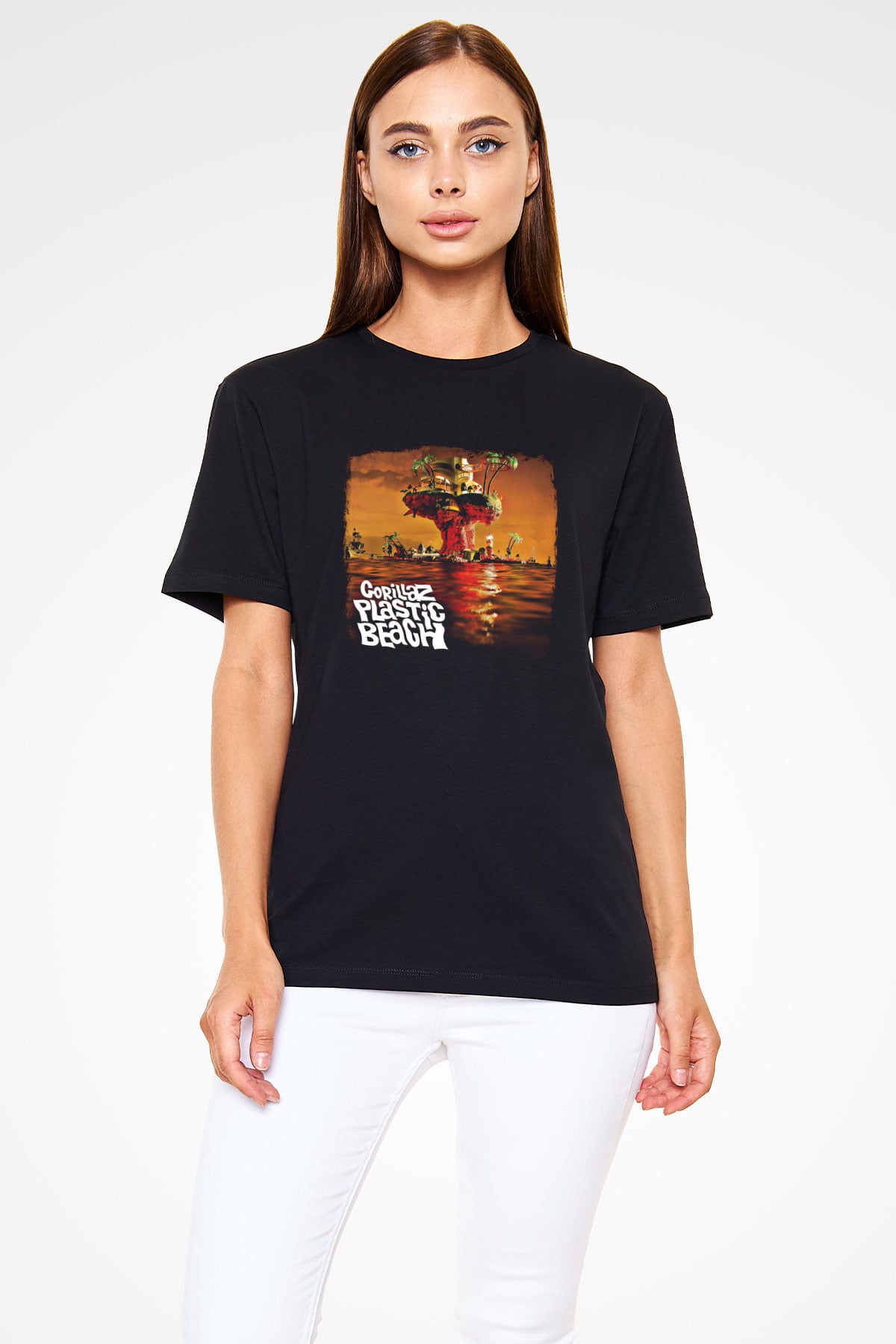 Gorillaz Baskılı Unisex Siyah Tişört
