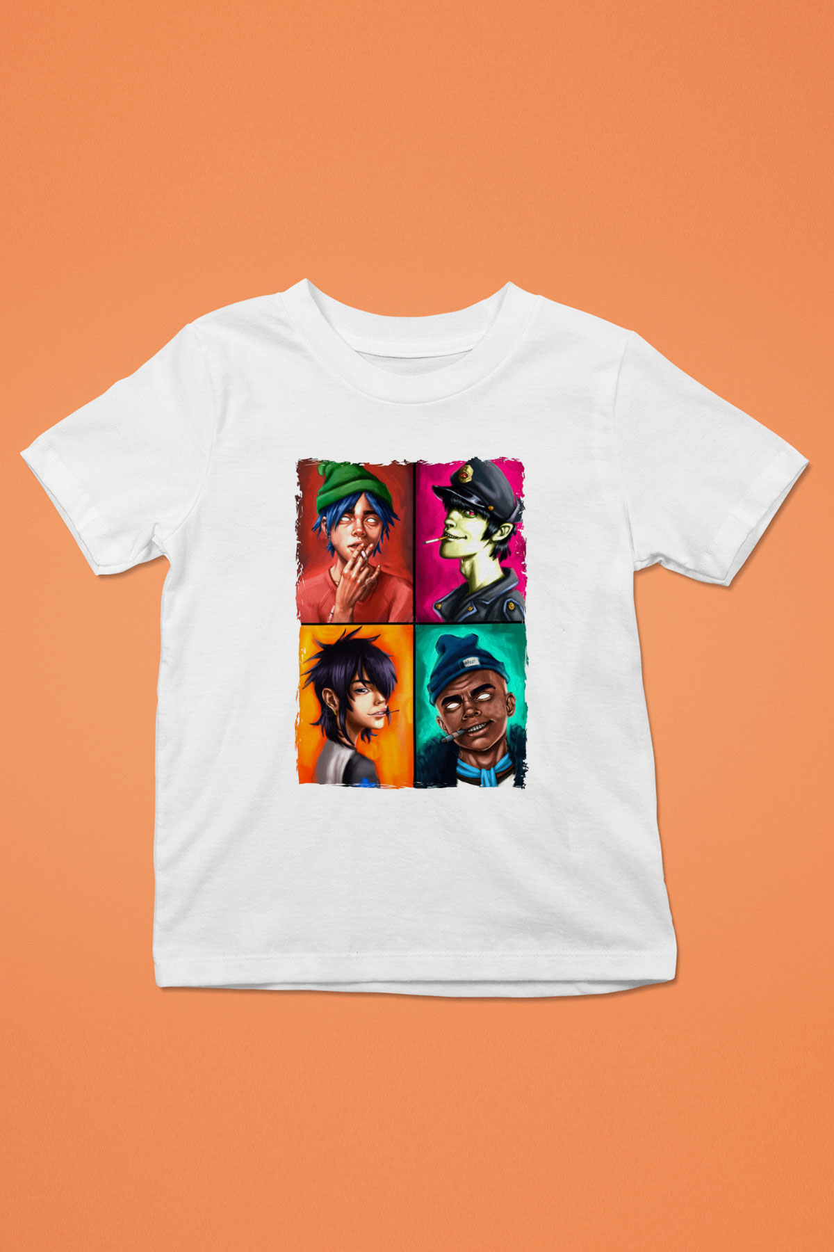 Gorillaz Beyaz Unisex Çocuk Tişört
