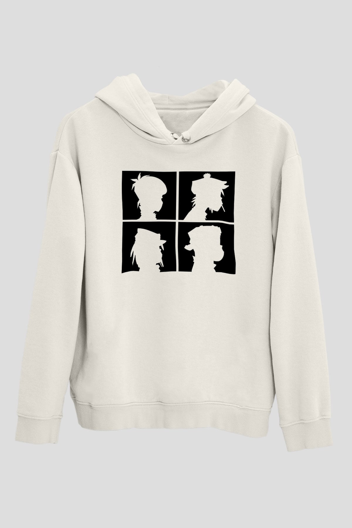 Gorillaz Beyaz Unisex Kapşonlu Sweatshirt