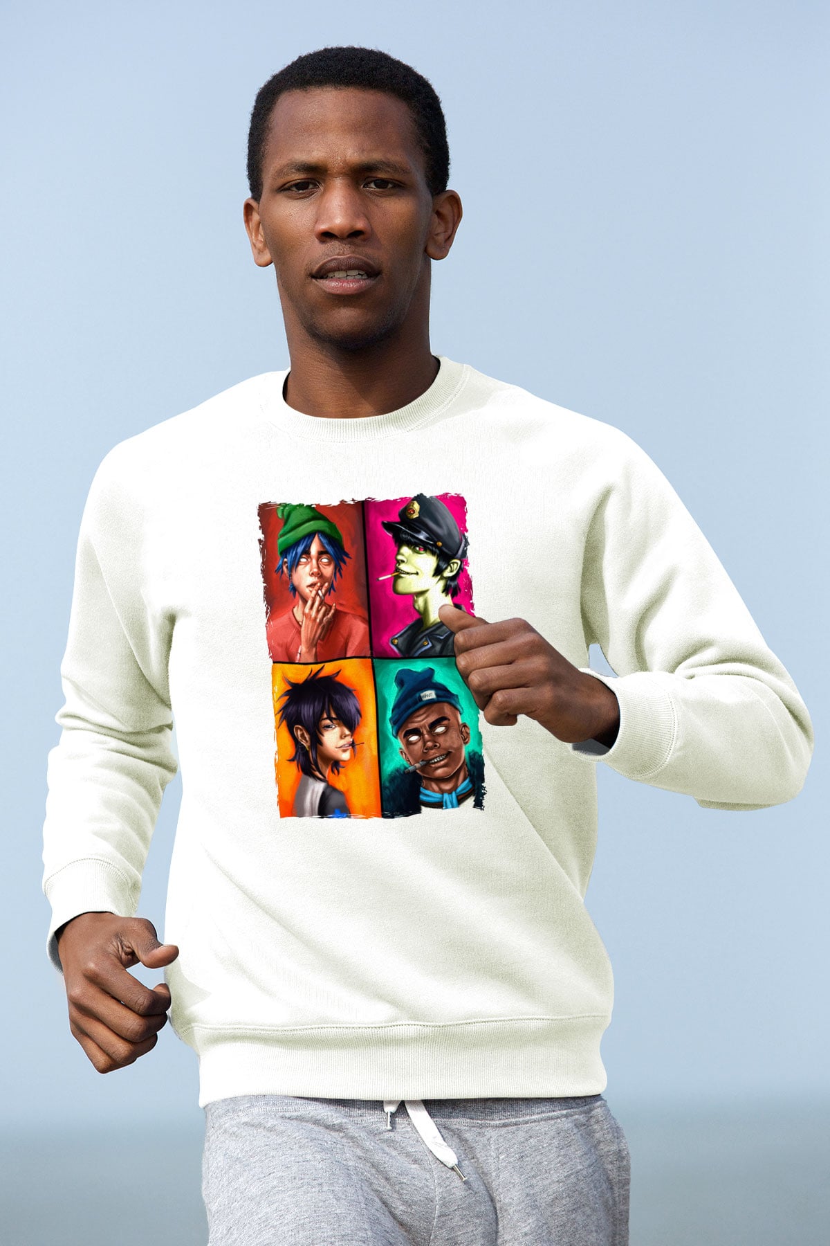 Gorillaz Beyaz Unisex Sweatshirt