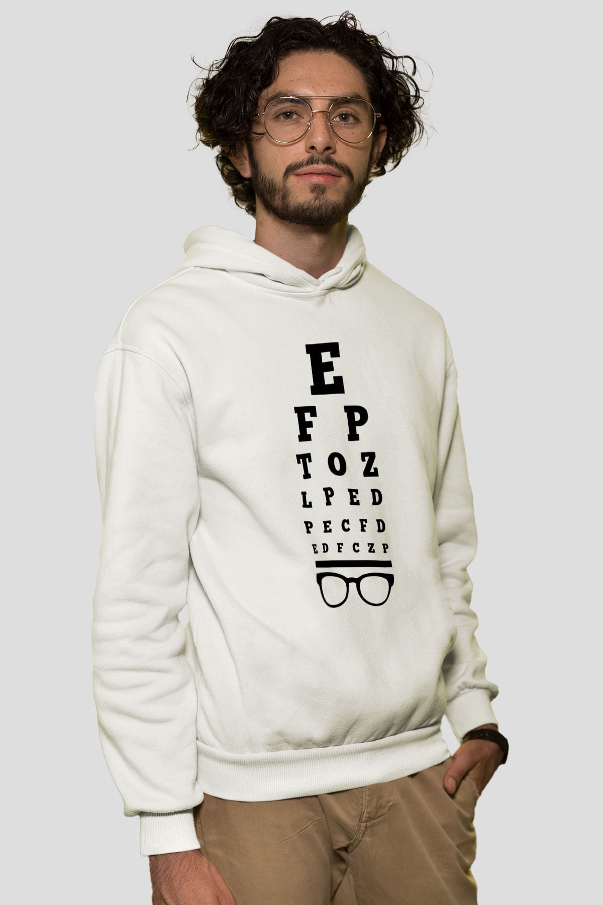 Göz doktoru Beyaz Unisex Kapüşonlu Sweatshirt
