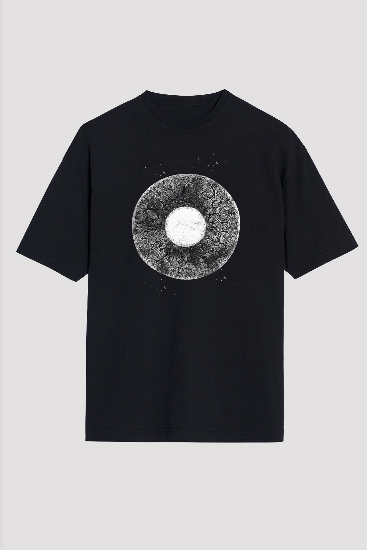Göz İrisi Baskılı Unisex Oversize Tişört - Tshirt