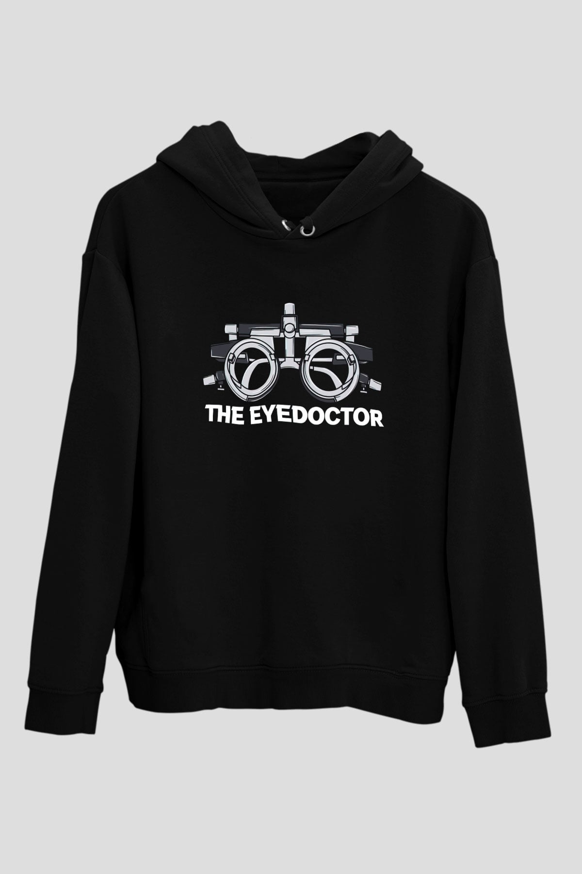 Gözlükçü Siyah Unisex Kapüşonlu Sweatshirt