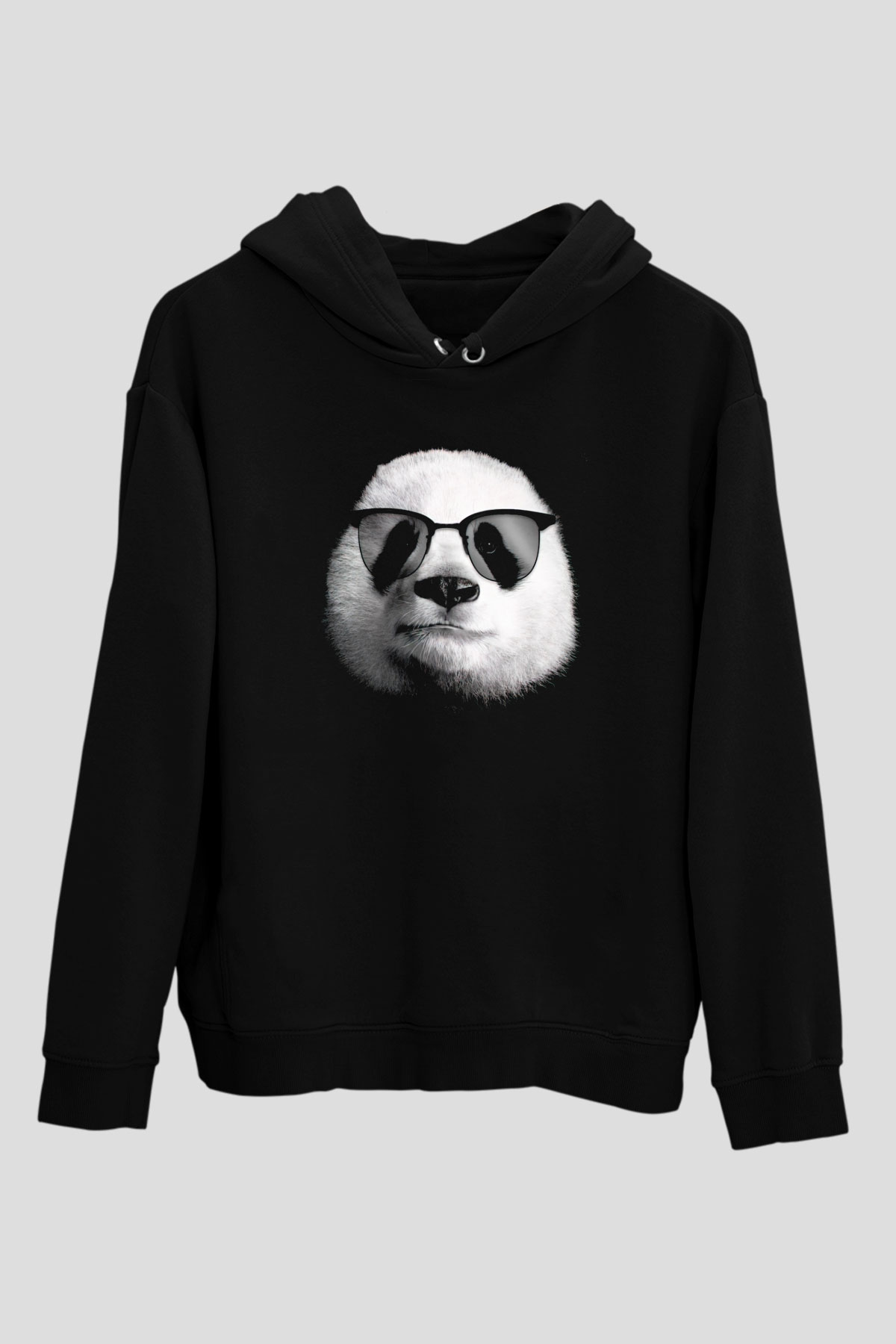 Gözlüklü PandaSiyah  Unisex Hoodie