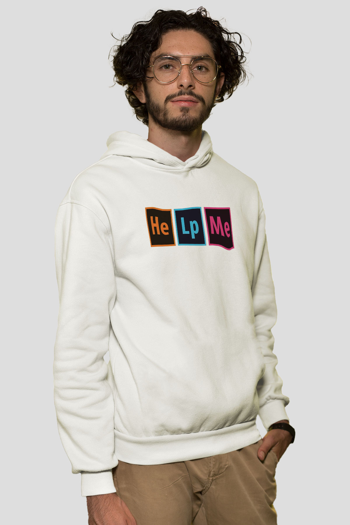 Grafiker Beyaz Unisex Kapüşonlu Sweatshirt