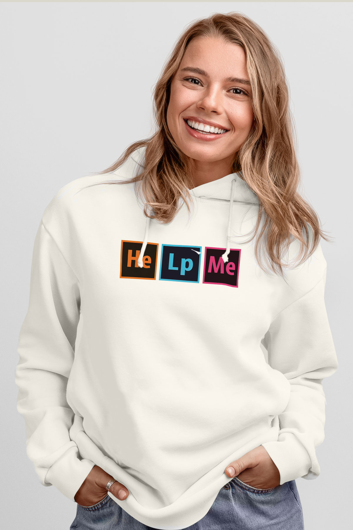 Grafiker Beyaz Unisex Kapüşonlu Sweatshirt