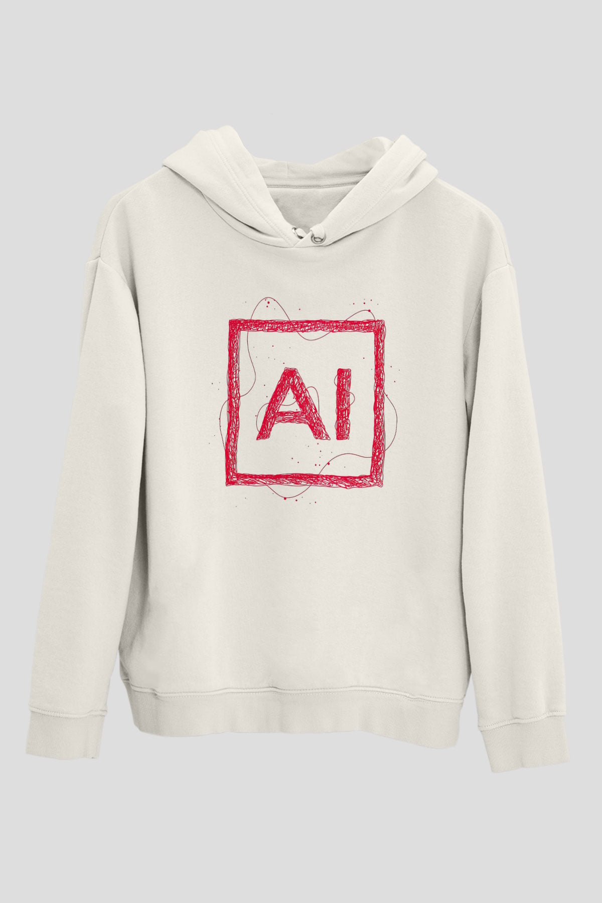 Grafiker Beyaz Unisex Kapüşonlu Sweatshirt