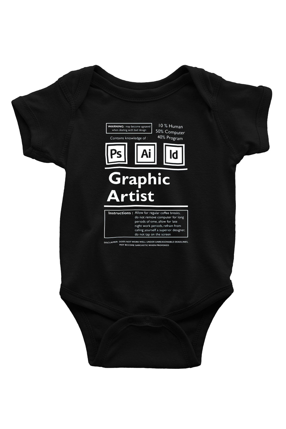 Grafiker Siyah Bebek Body - Zıbın