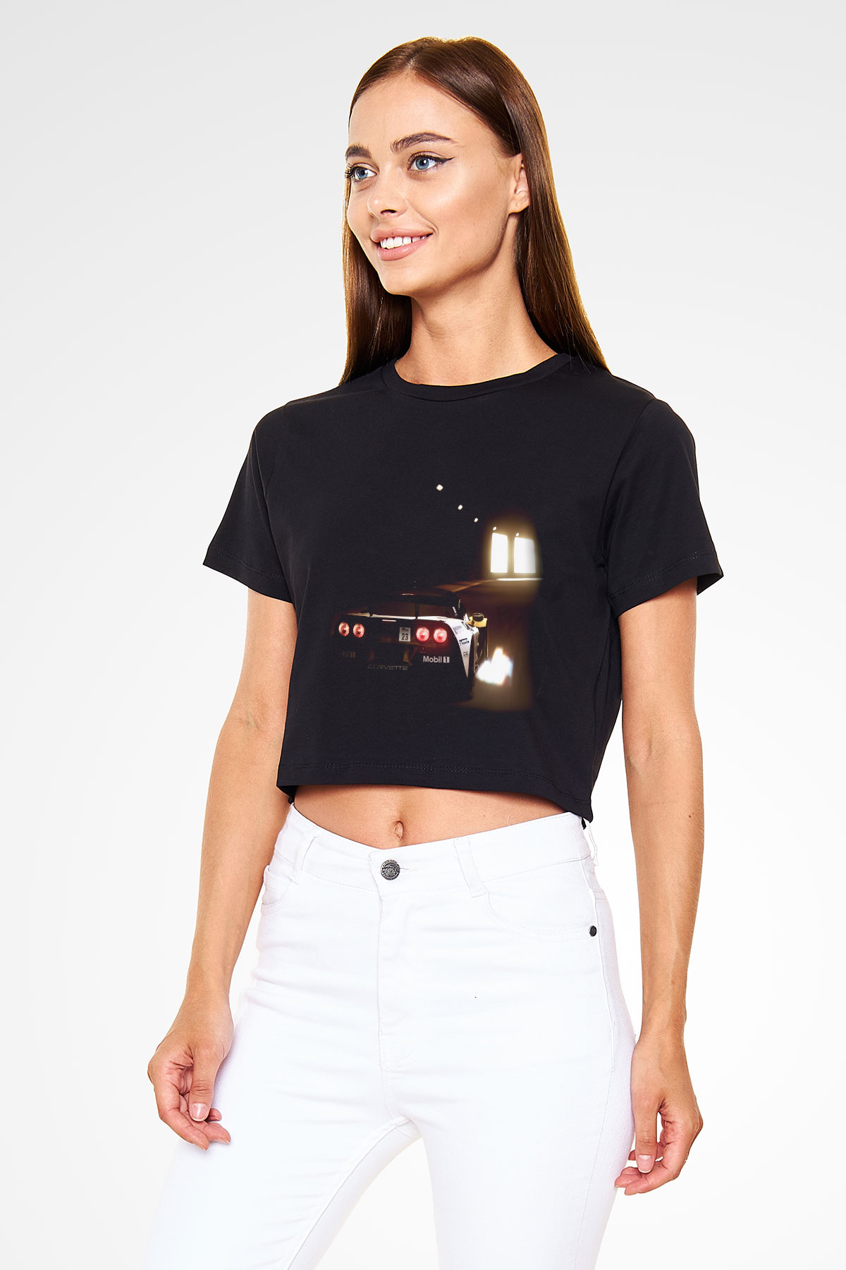 Gran Turismo Siyah Crop Top Tişört