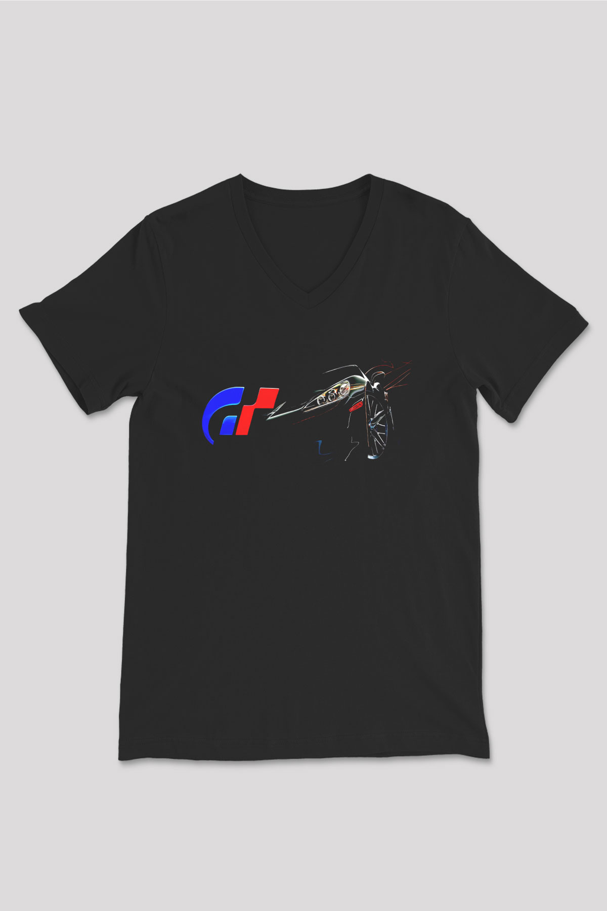 Gran Turismo Siyah Unisex V Yaka Tişört