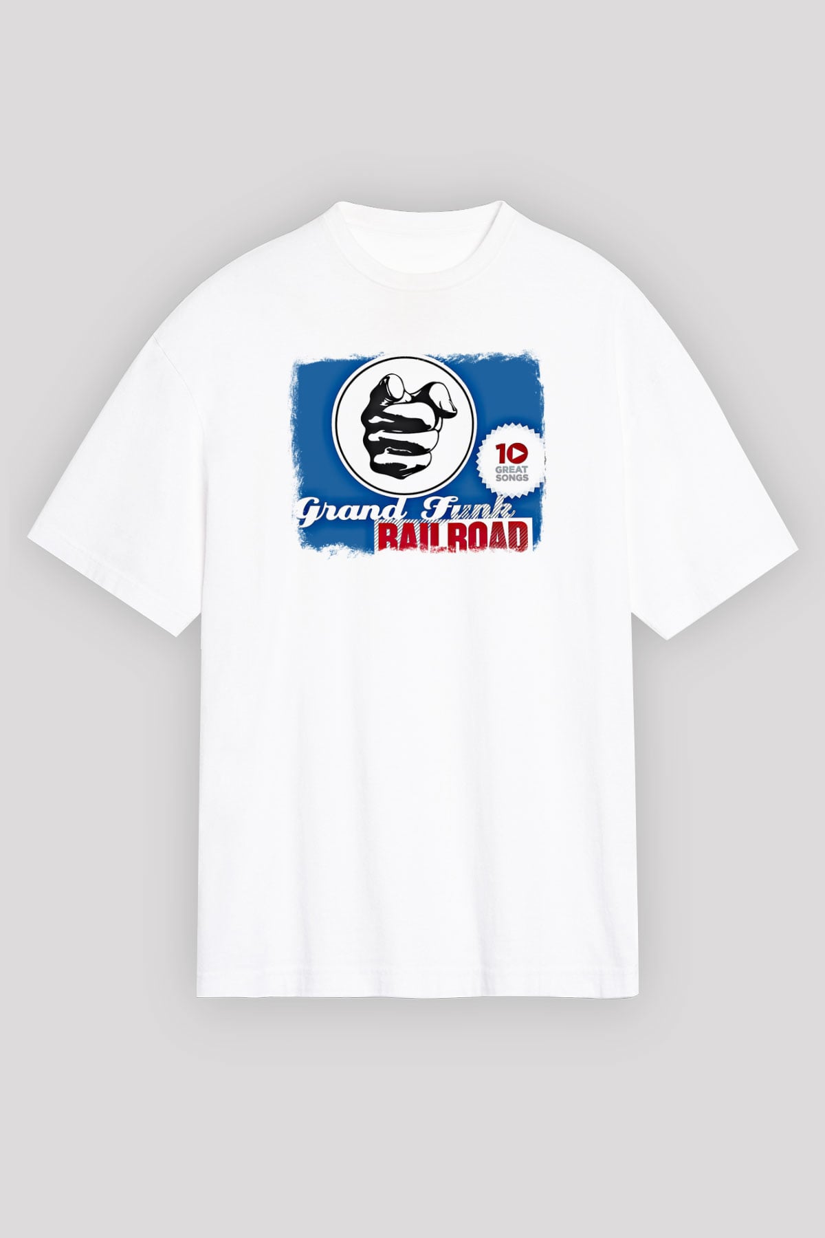 Grand Funk Railroad Baskılı Unisex Beyaz Oversize Tişört