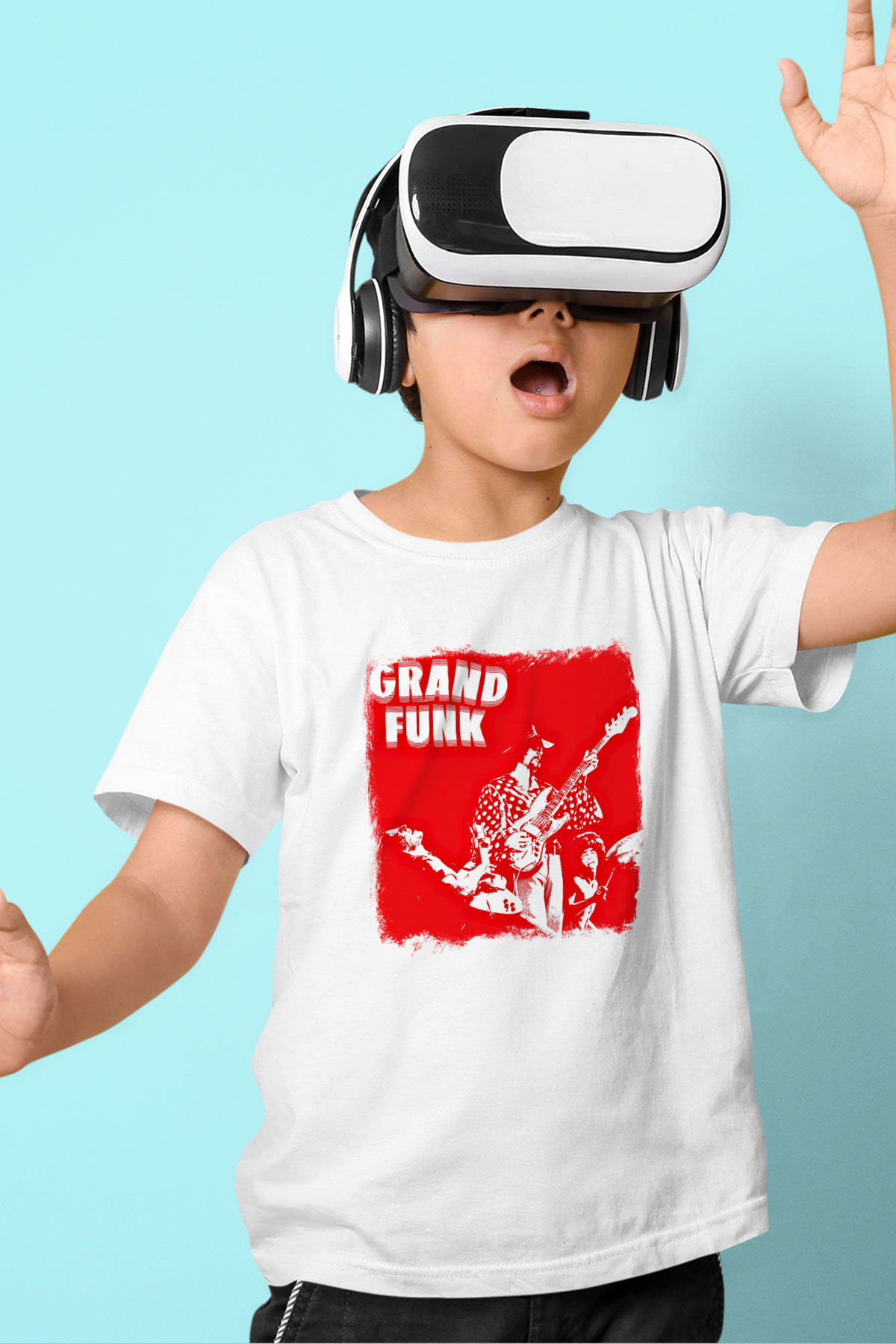 Grand Funk Railroad Baskılı Unisex Beyaz Çocuk Tişört