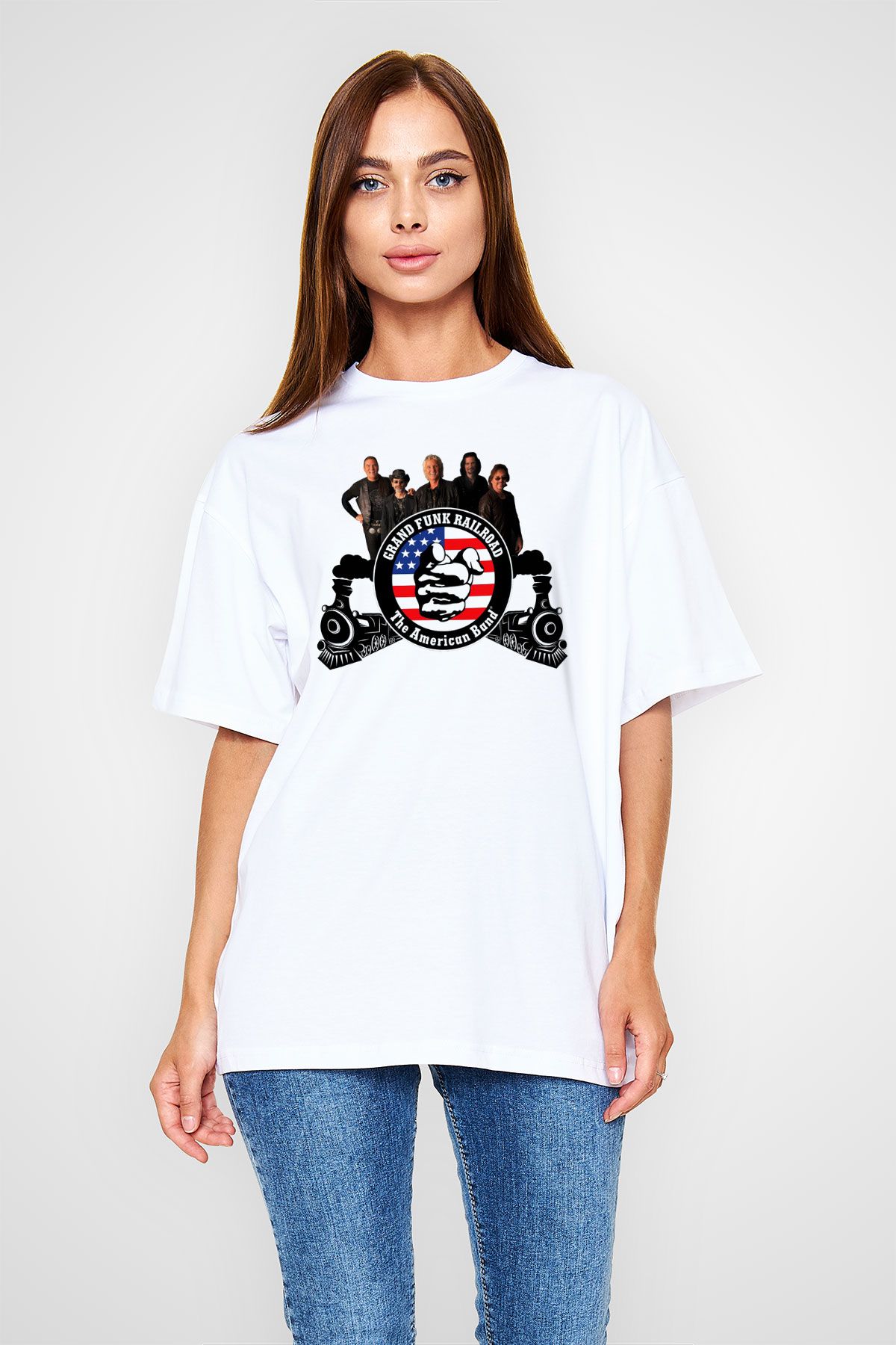 Grand Funk Railroad Beyaz Unisex Oversize Tişört T-Shirt