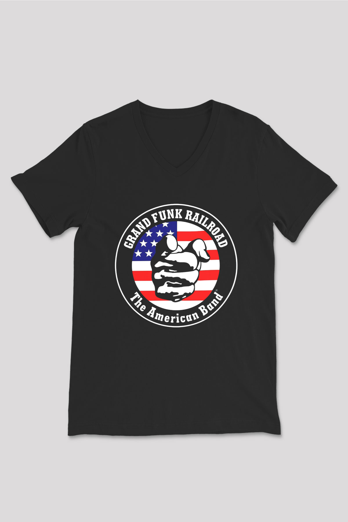 Grand Funk Railroad Siyah Unisex V Yaka Tişört T-Shirt