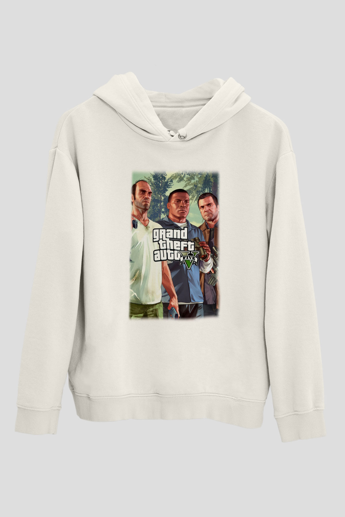 Grand Theft Auto Beyaz Unisex Kapşonlu Sweatshirt