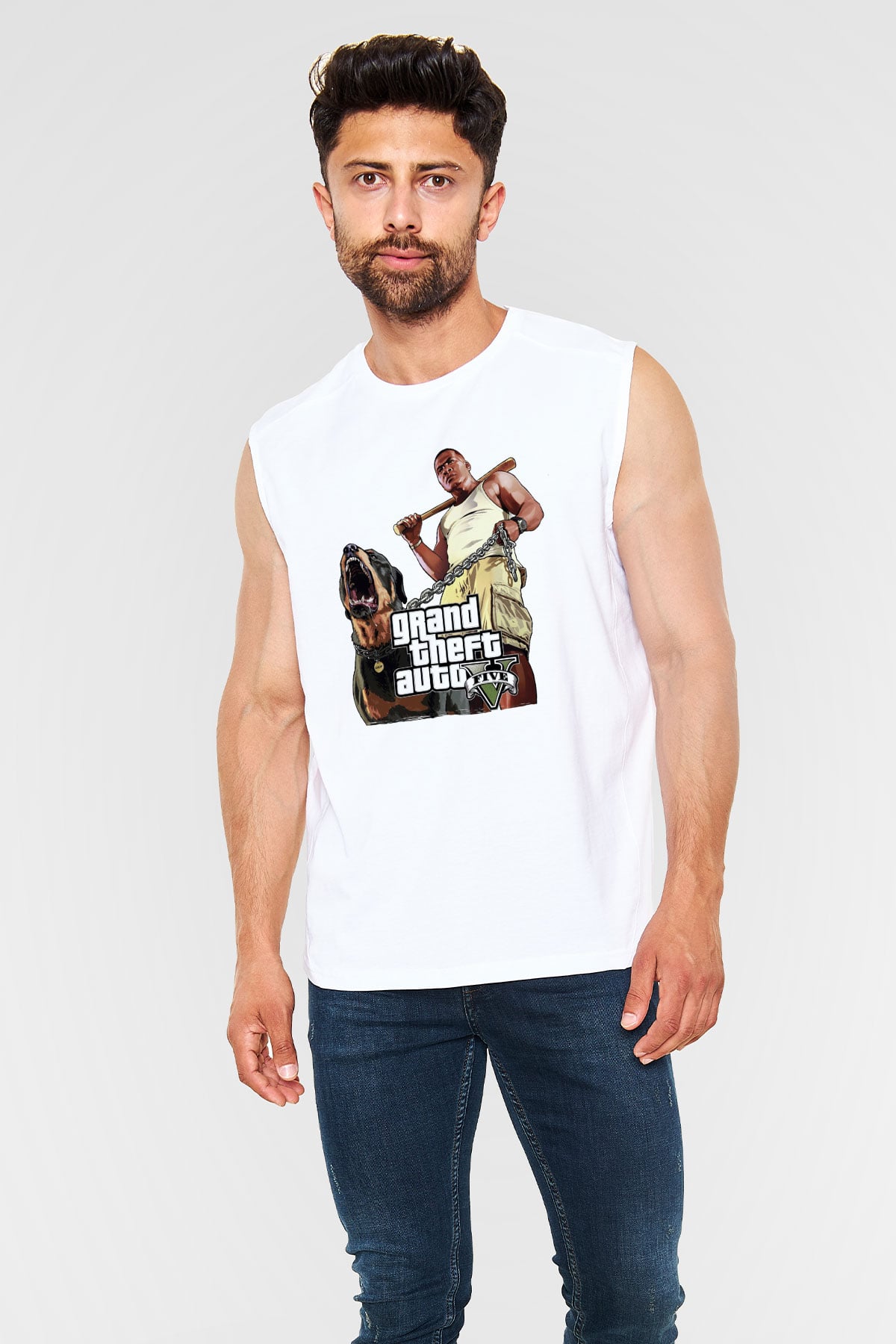 Grand Theft Auto Beyaz Unisex Kolsuz Tişört