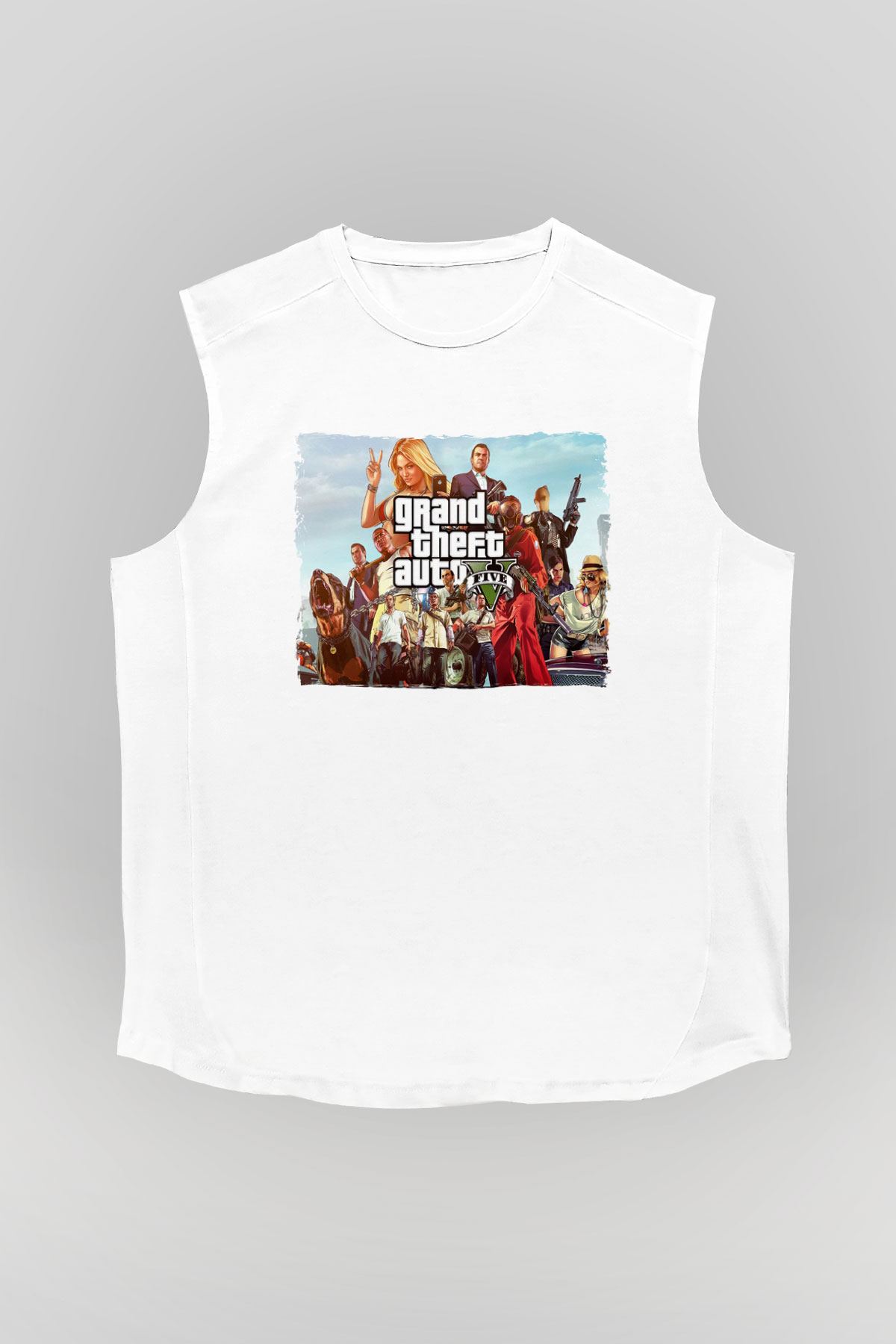 Grand Theft Auto Beyaz Unisex Kolsuz Tişört