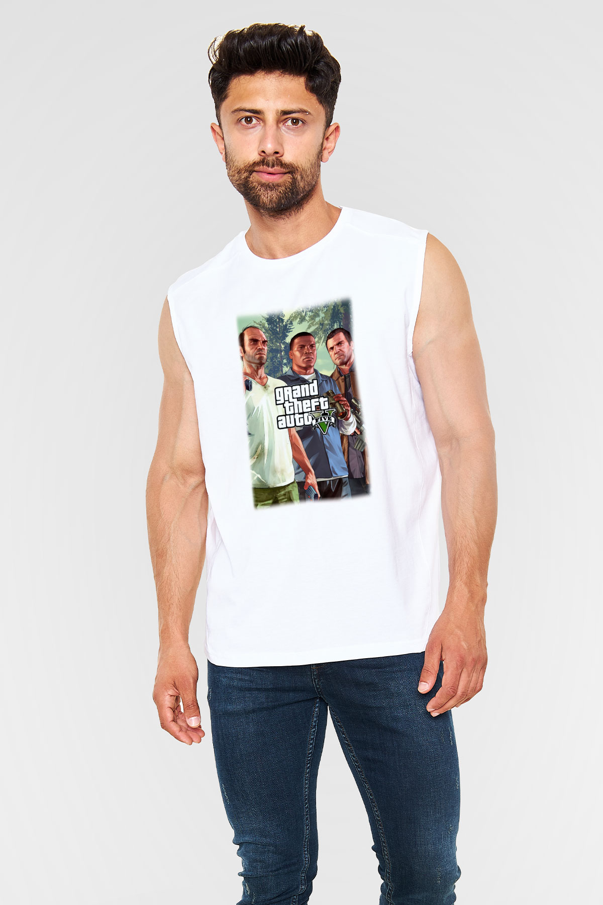 Grand Theft Auto Beyaz Unisex Kolsuz Tişört