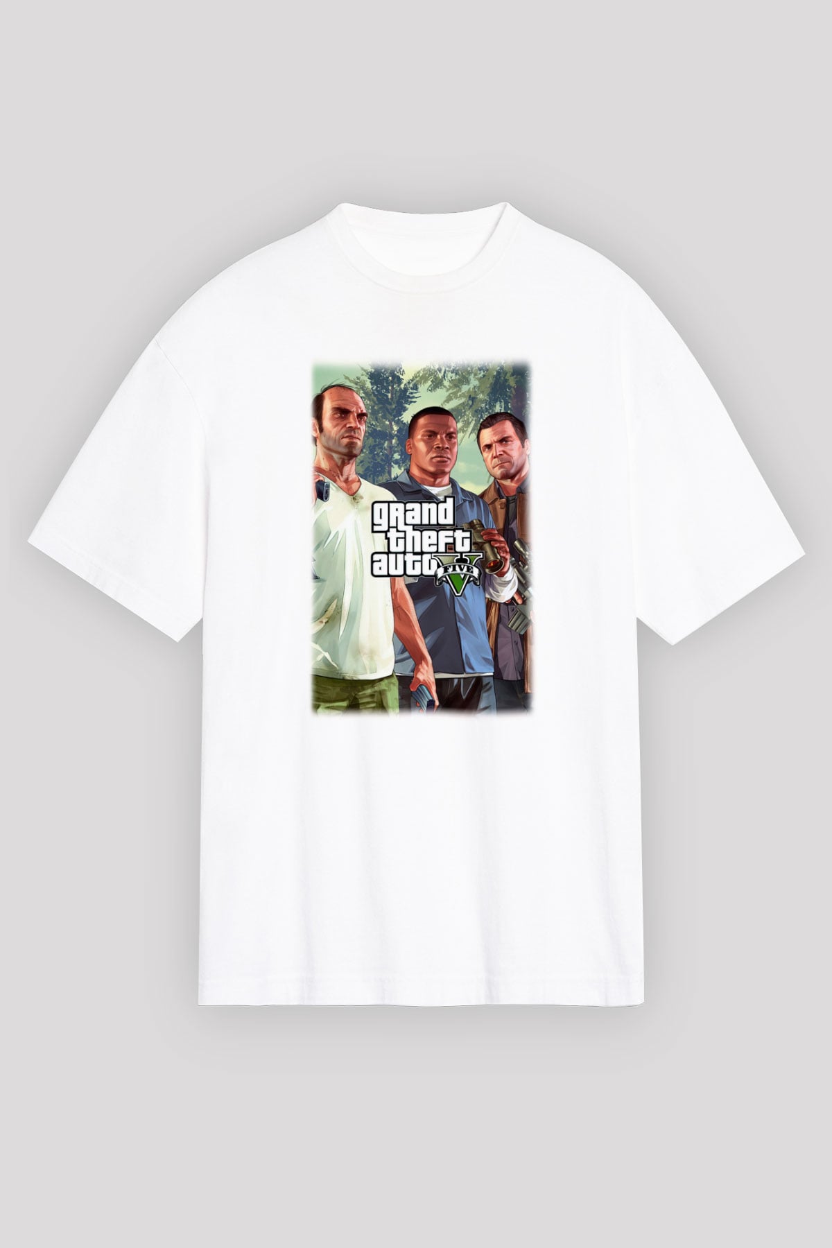 Grand Theft Auto Beyaz Unisex Oversize Tişört T-Shirt