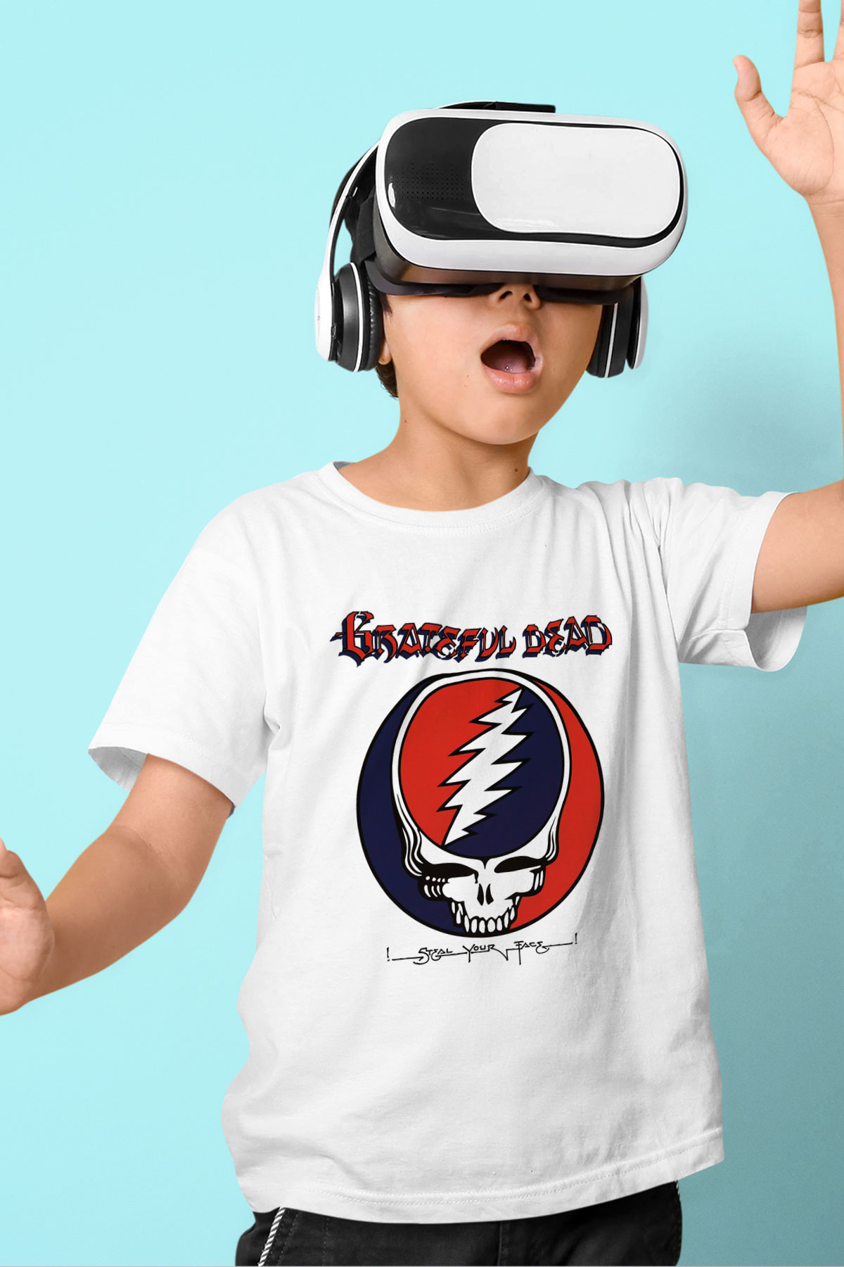 Grateful Dead Baskılı Beyaz Unisex Çocuk Tişört