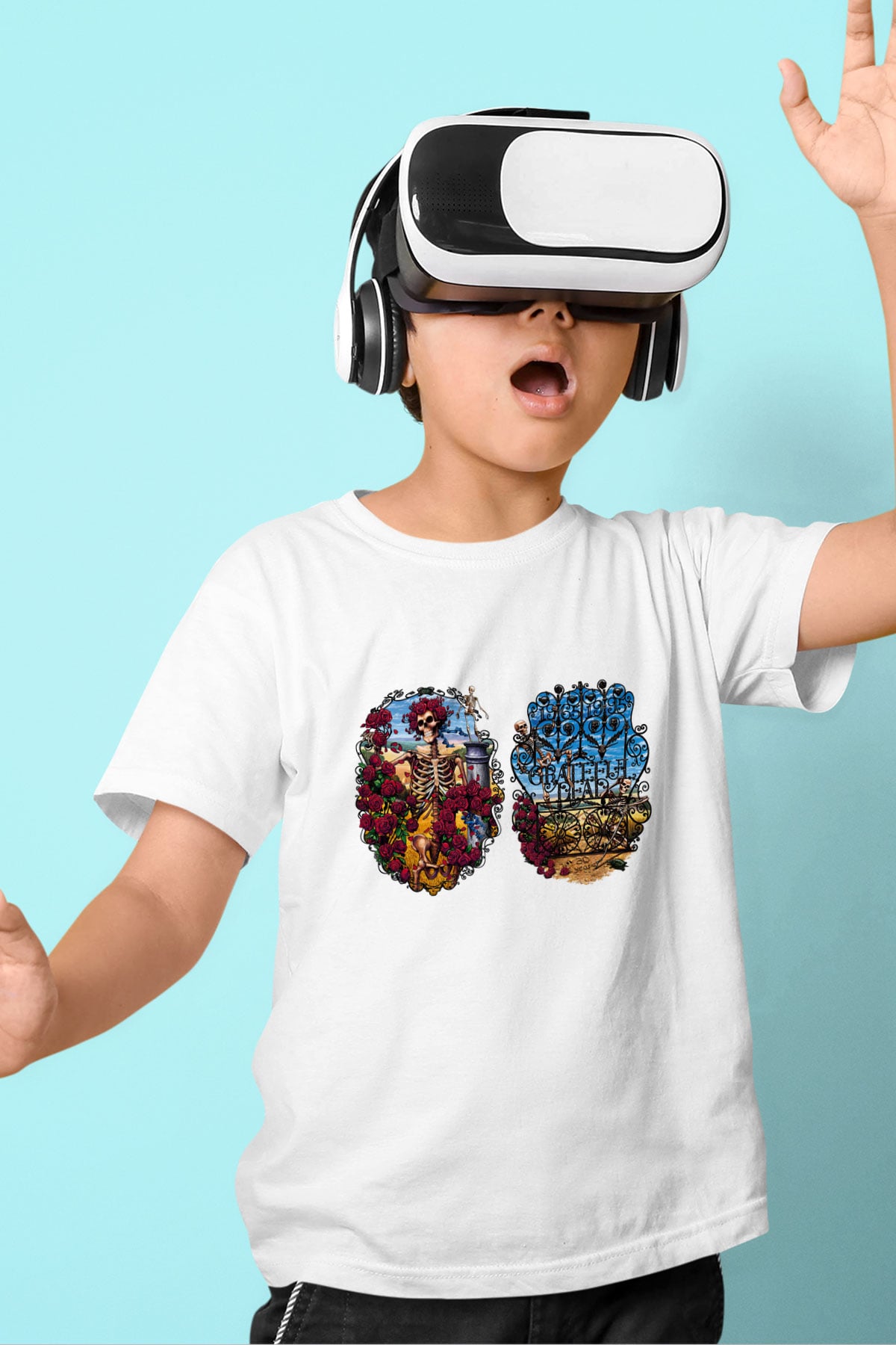 Grateful Dead Baskılı Beyaz Unisex Çocuk Tişört