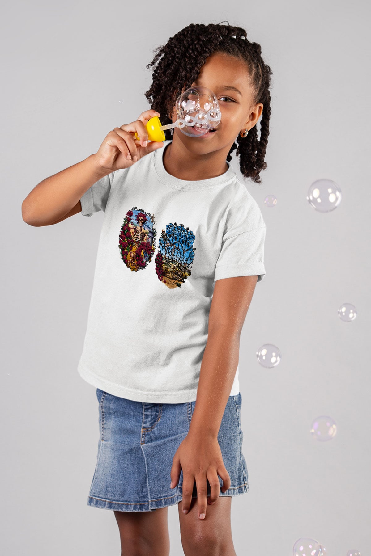 Grateful Dead Baskılı Beyaz Unisex Çocuk Tişört
