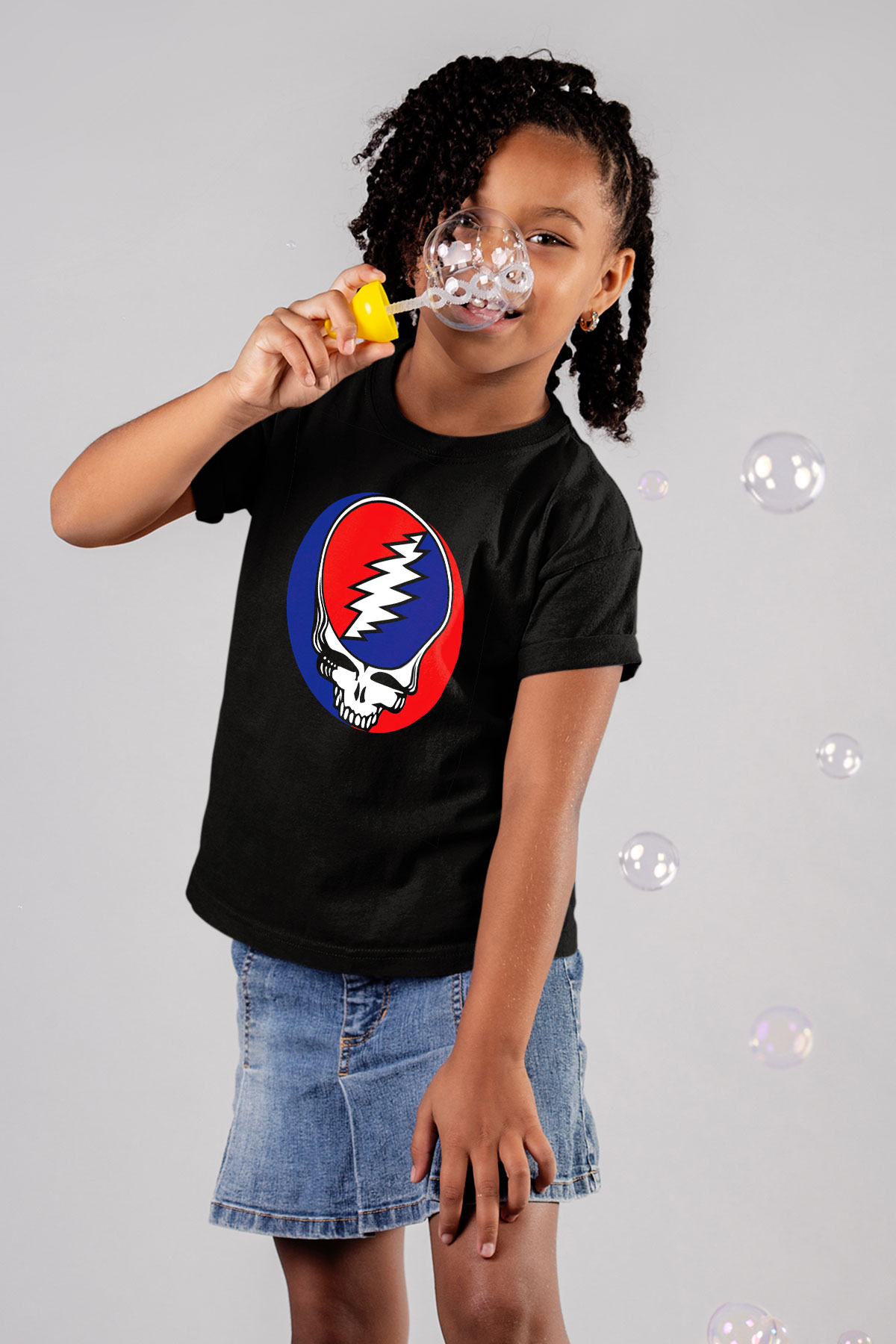 Grateful Dead Baskılı Siyah Unisex Çocuk Tişört
