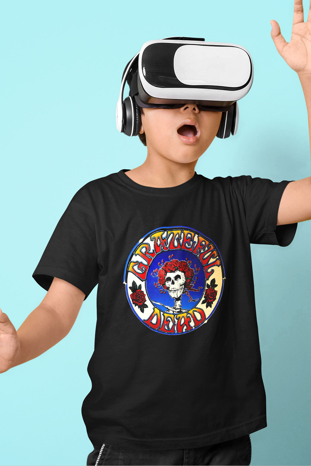 Grateful Dead Baskılı Siyah Unisex Çocuk Tişört