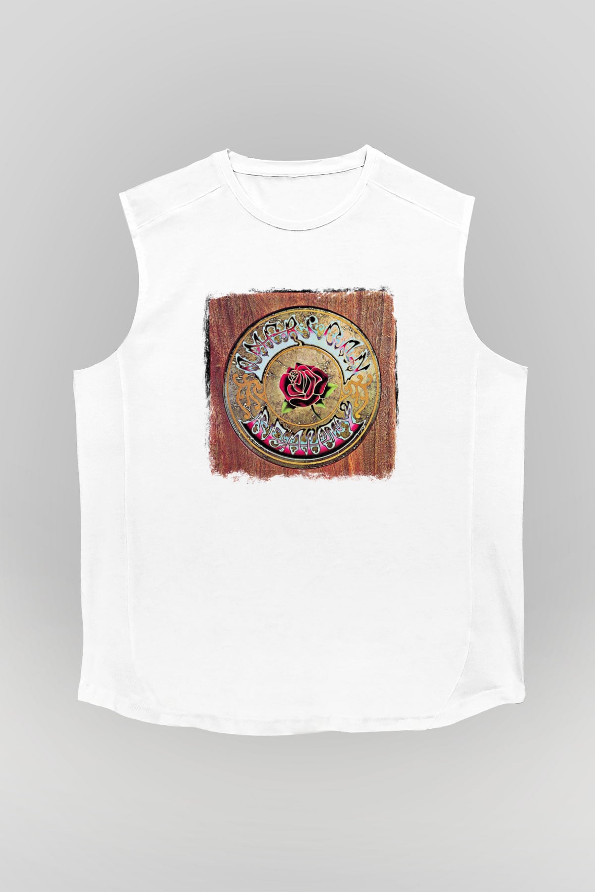 Grateful Dead Baskılı Unisex Beyaz Kolsuz Tişört