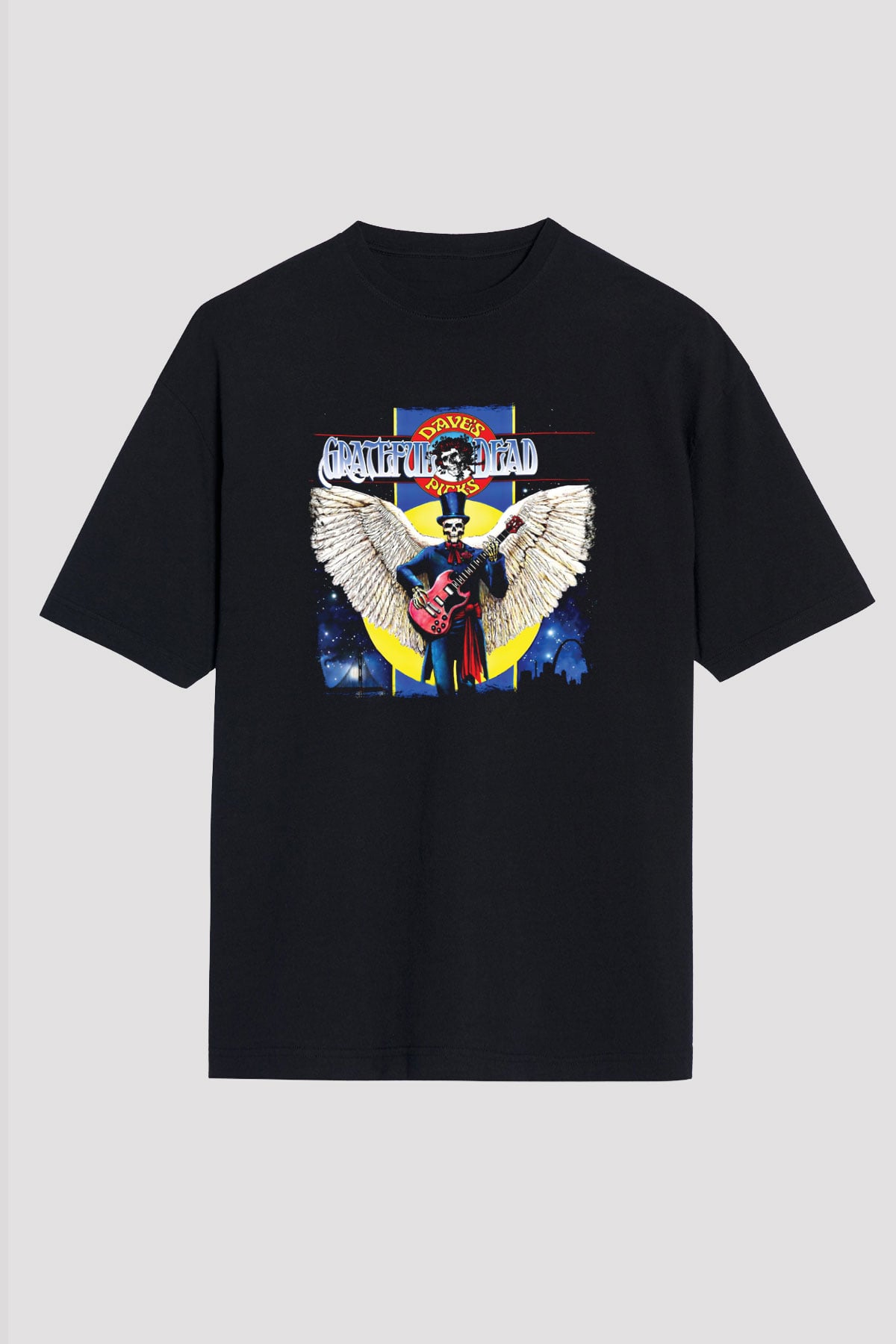 Grateful Dead Baskılı Unisex Siyah Oversize Tişört